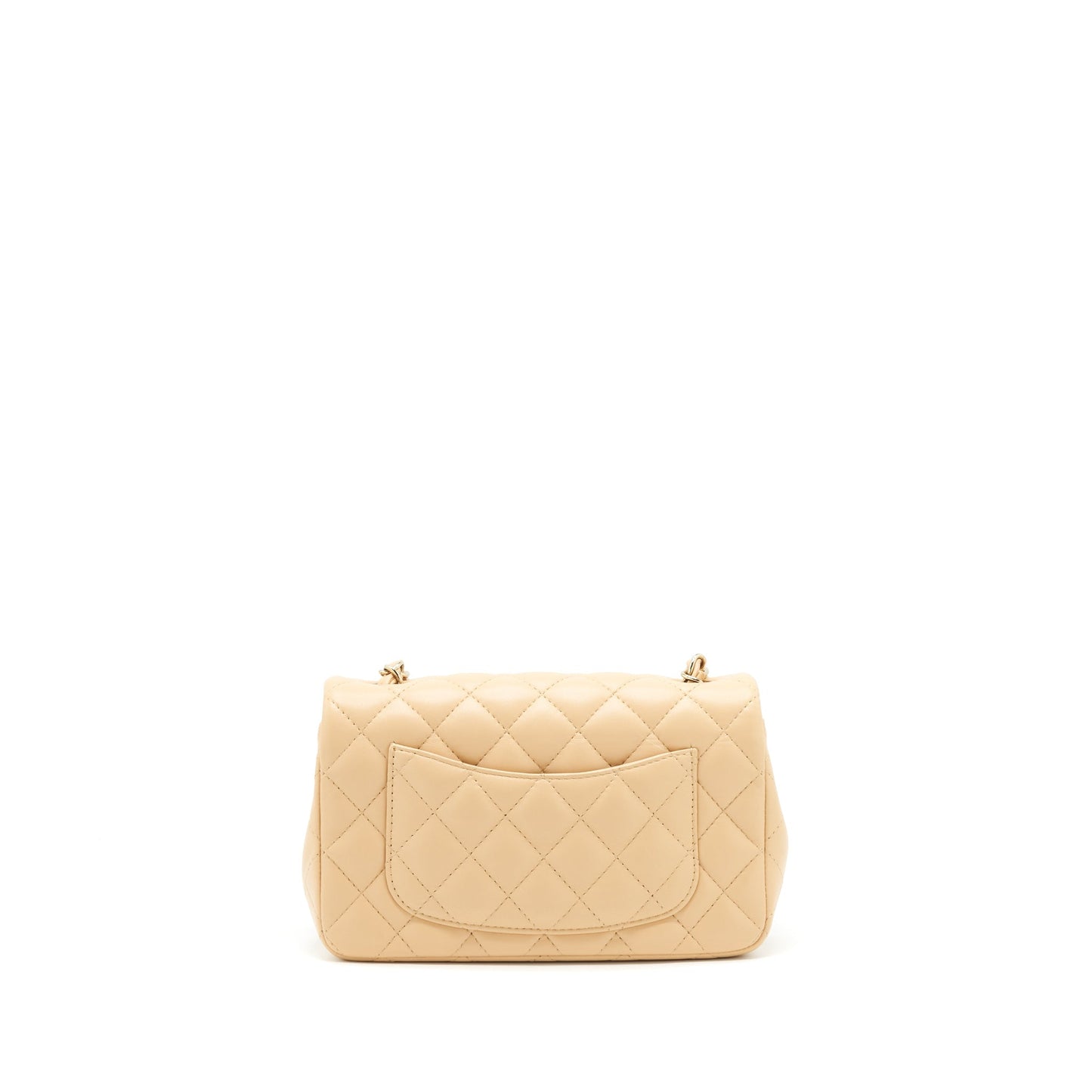 Chanel Rectangular Lambskin LGHW Microchip Beige Mini Bag