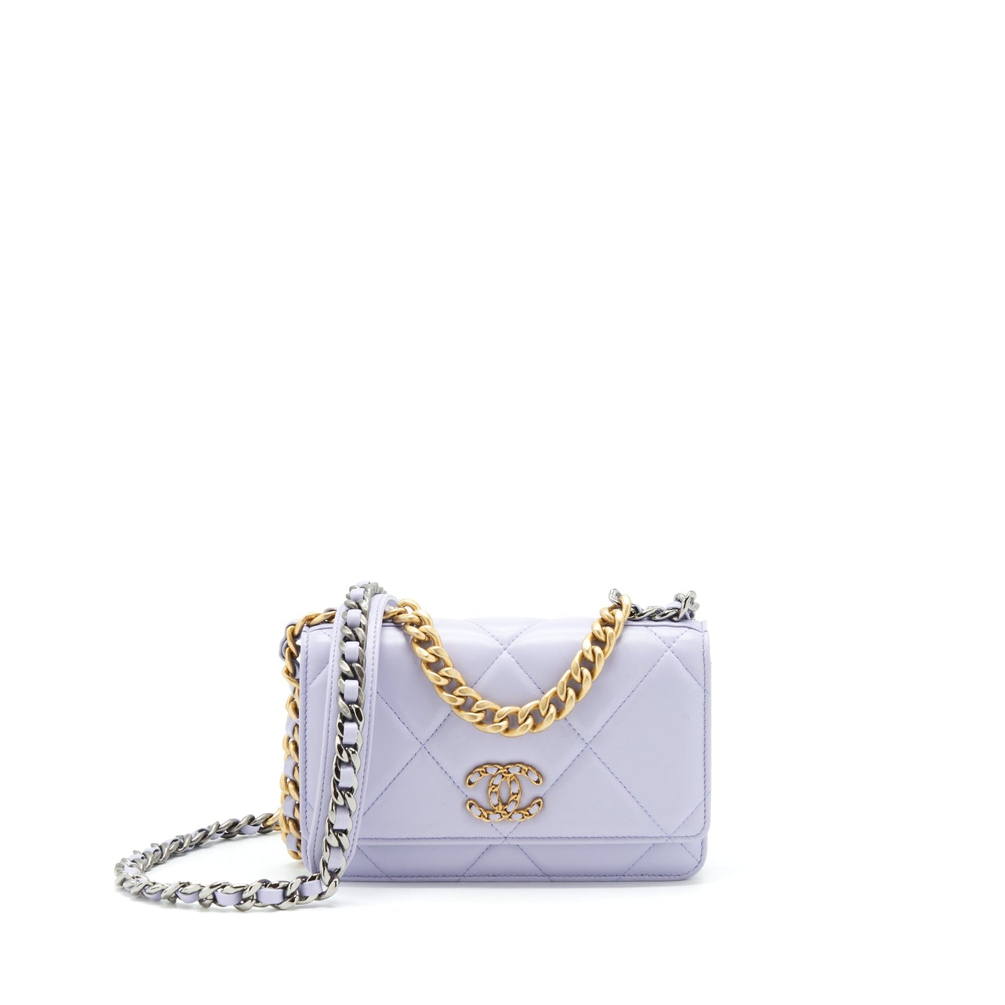 Chanel 19 On Lambskin Light Purple GHW Wallet Case