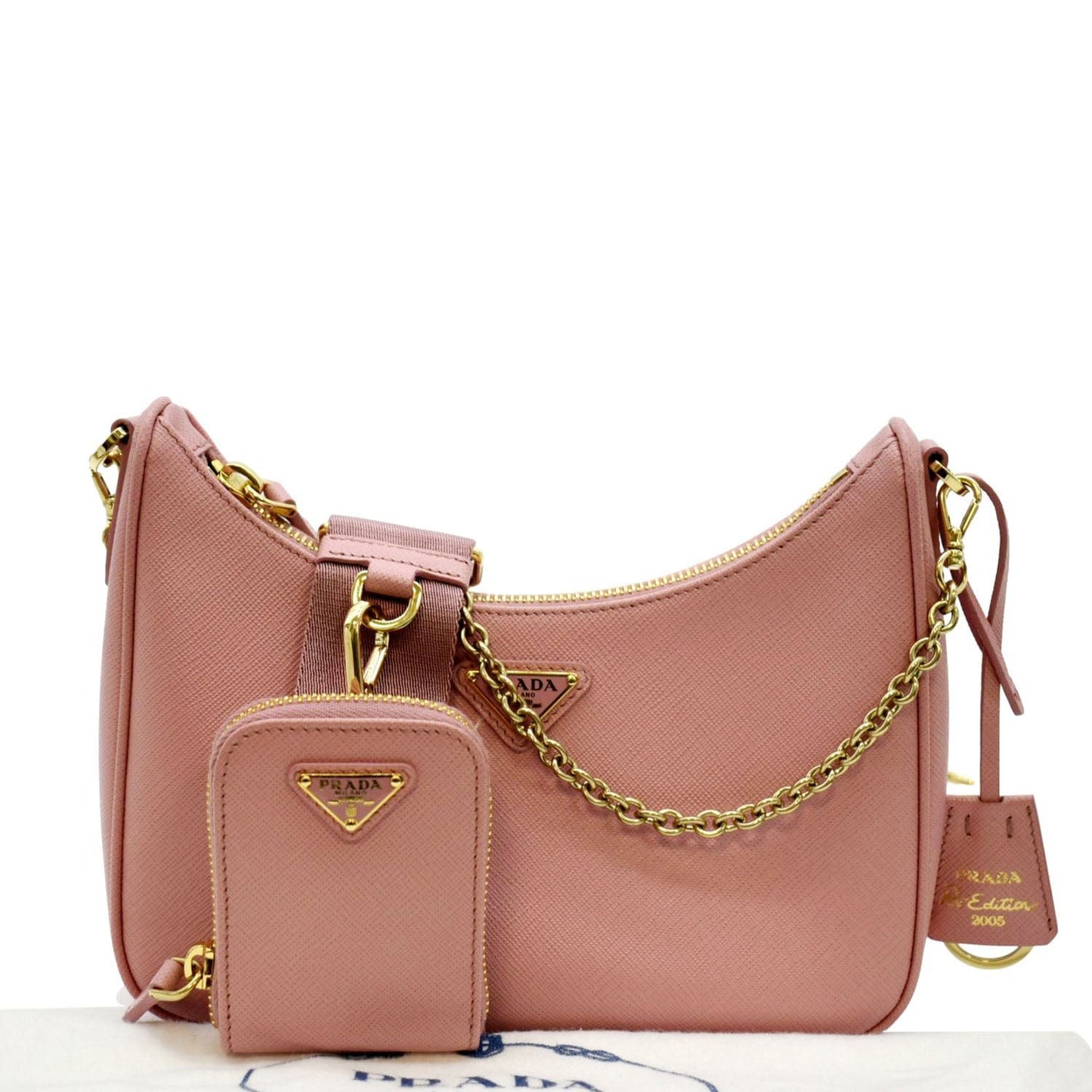 Prada Re Edition Suffiano Shoulder Bag Rose Leather Pink