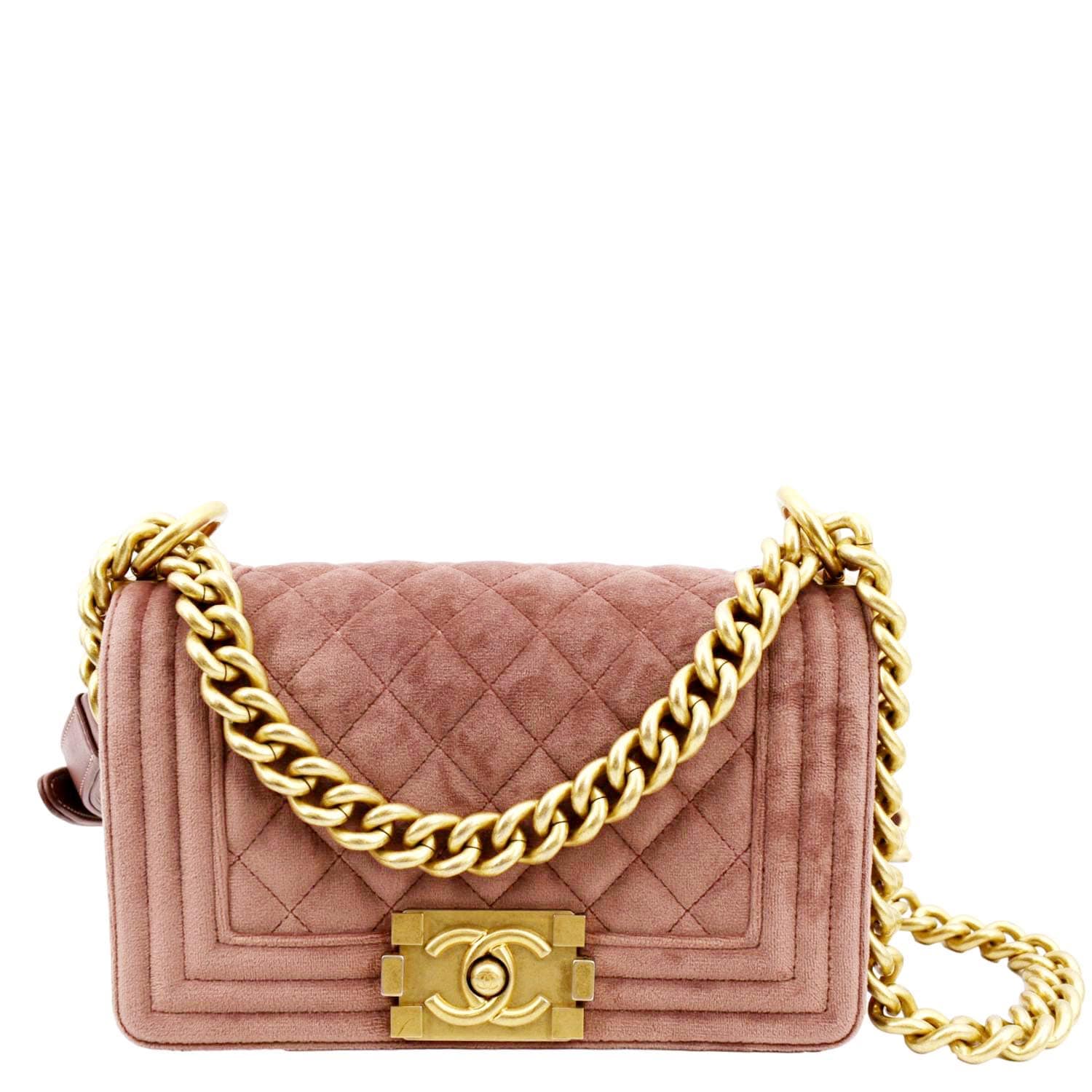 Louis Vuitton CHANEL Boy CC Velvet Pink Travel Bag