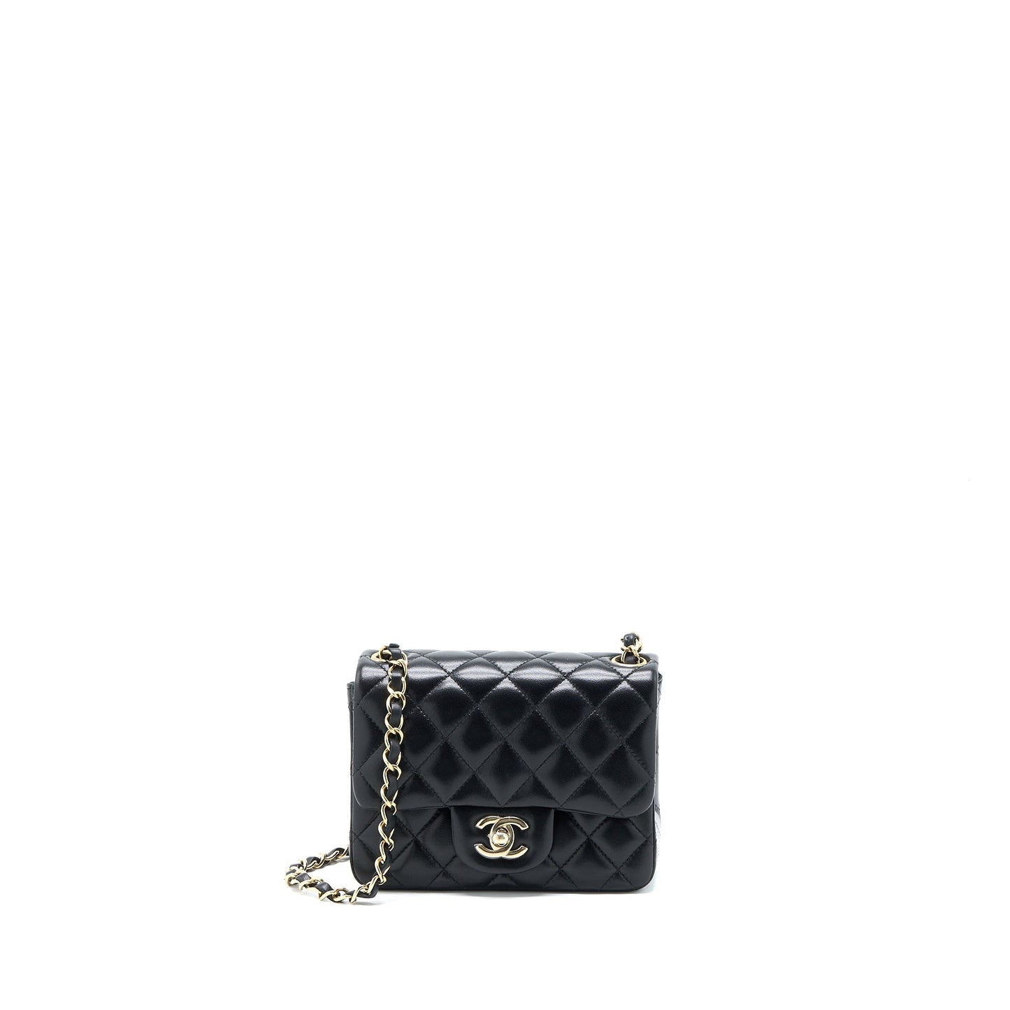 Chanel Classic Square Flap Lambskin LGHW Microchip Black Shoulder Bag Microchip 1