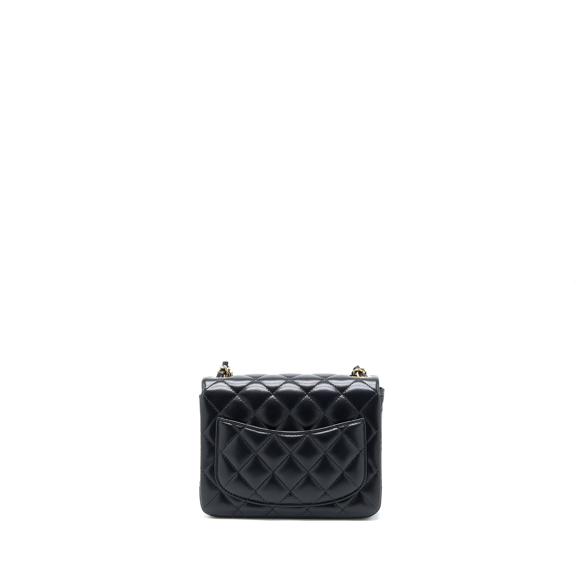 Chanel Classic Square Flap Lambskin LGHW Microchip Black Shoulder Bag Microchip 1