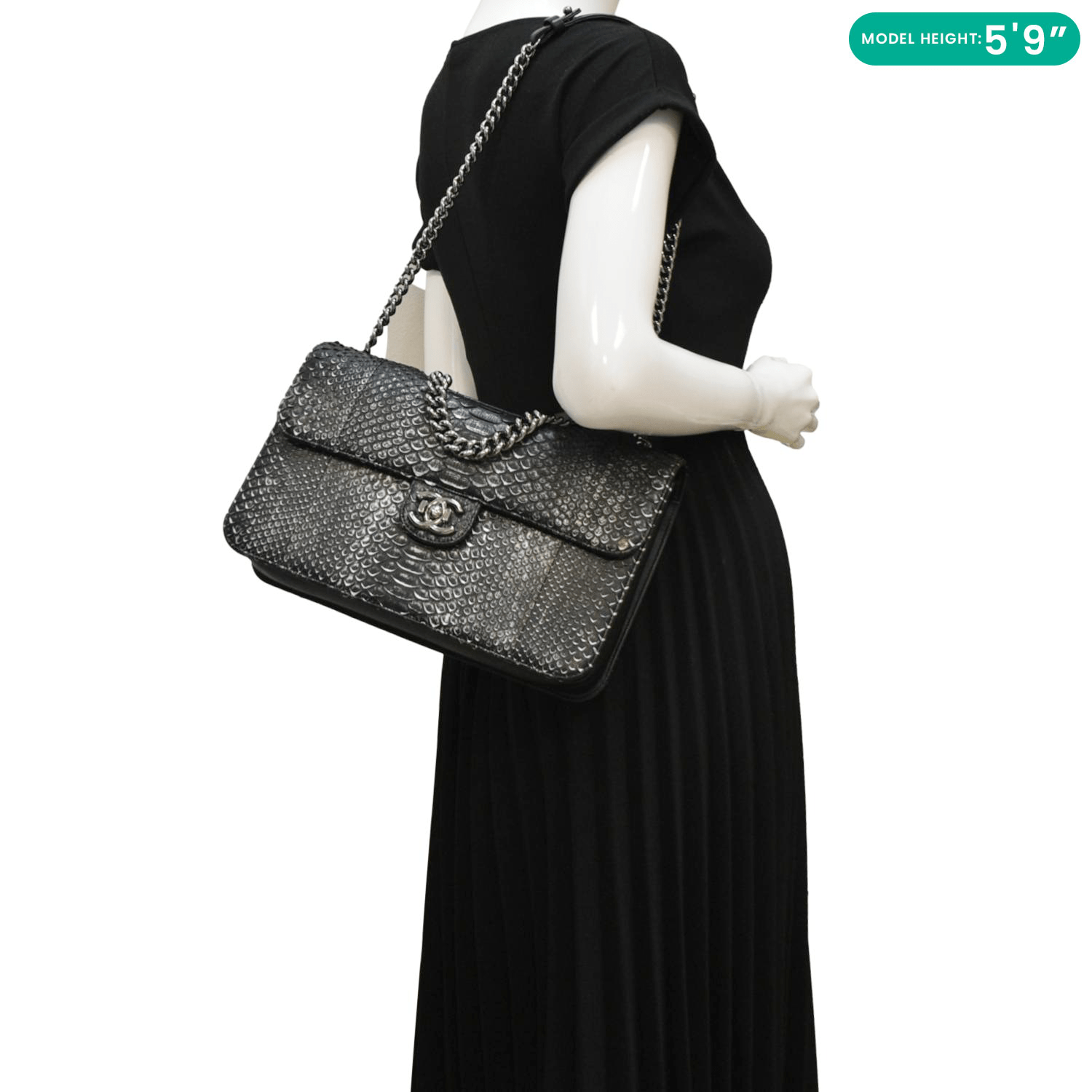 Chanel Perfect Edge Flap Snakeskin Black Travel Bag