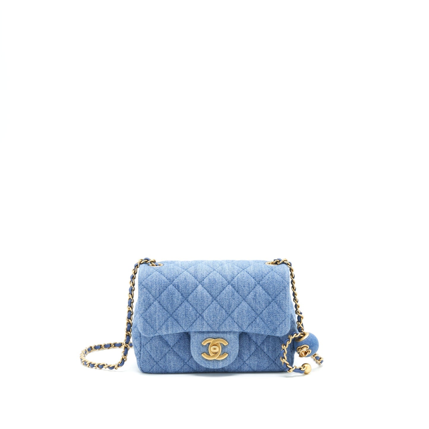 Chanel 22C Denim Pearl Crush Square Flap Shoulder Bag Bag 1