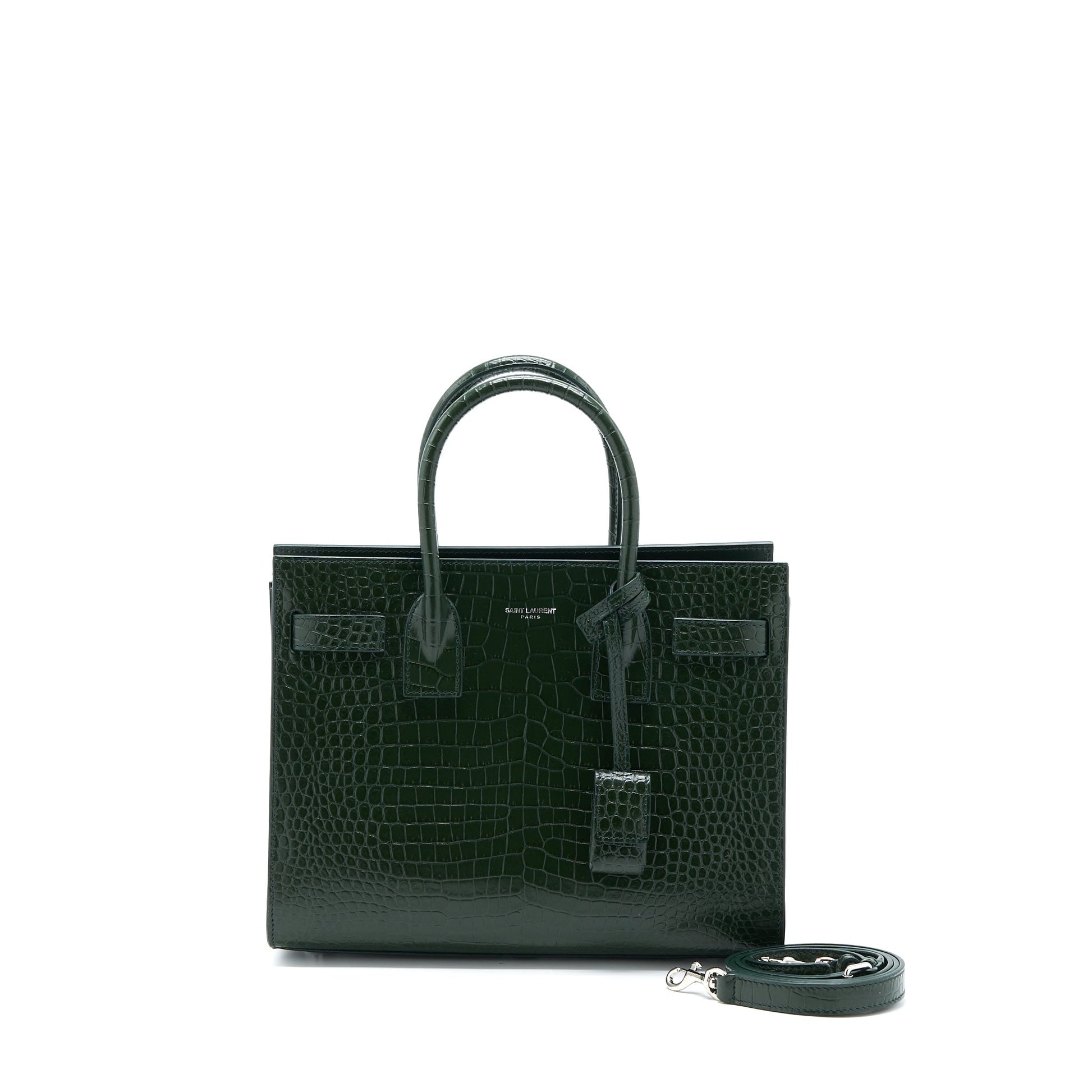 YSL Saint Laurent Saint Laurent Baby Sac De Jour Crocodile Green Travel Bag