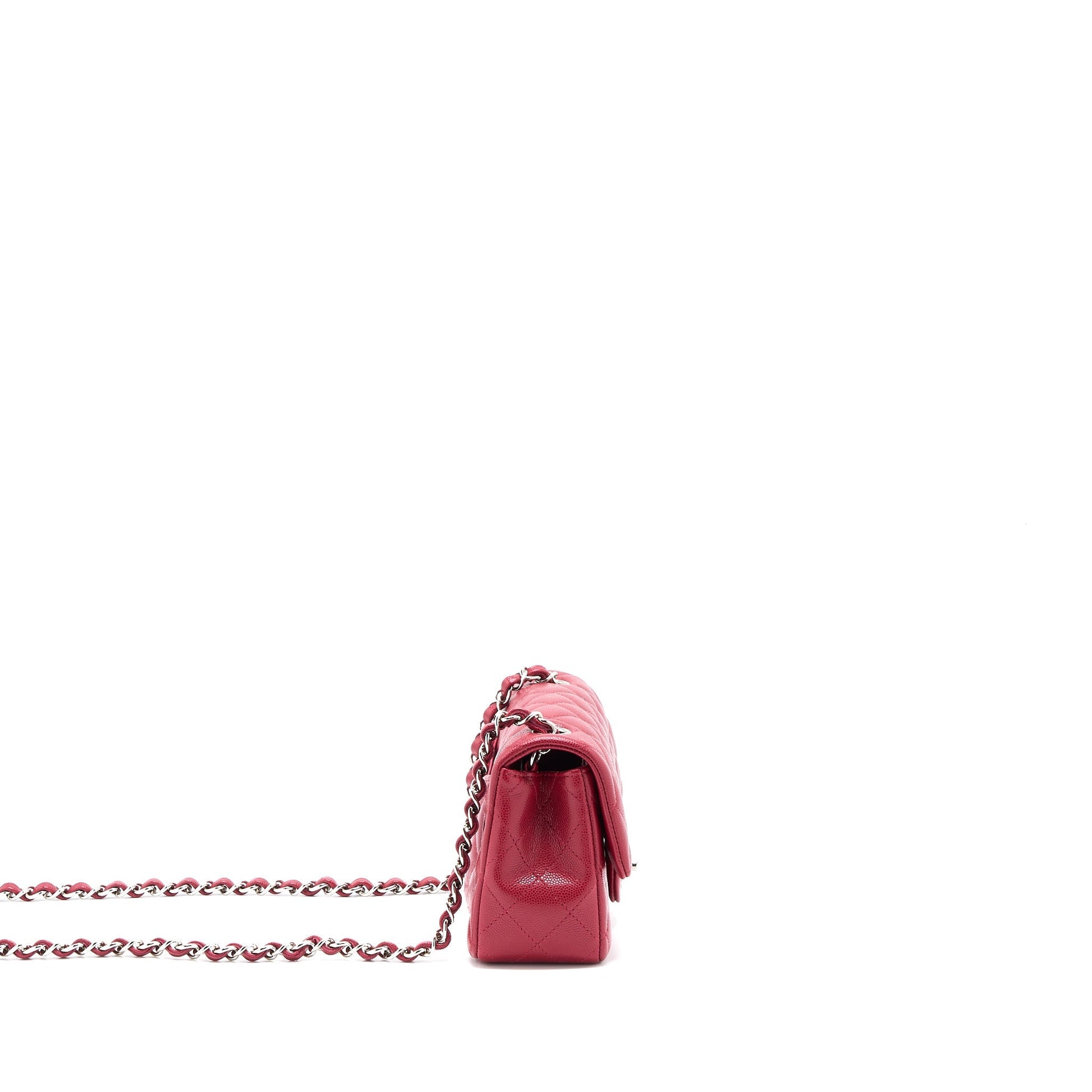 Chanel 18B Classic Rectangular Flap Caviar Dark Pink Shoulder Bag