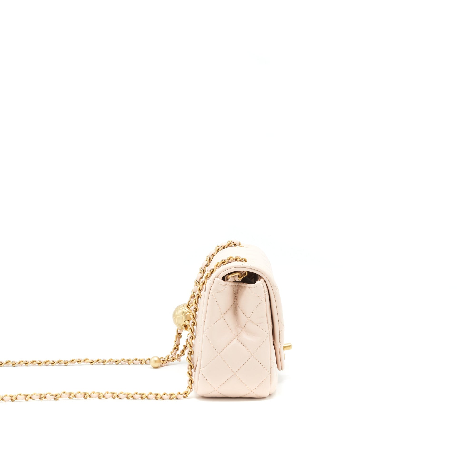 Chanel 22C Pearl Crush Square Flap Lambskin Pink Shoulder Bag Pink Ghw