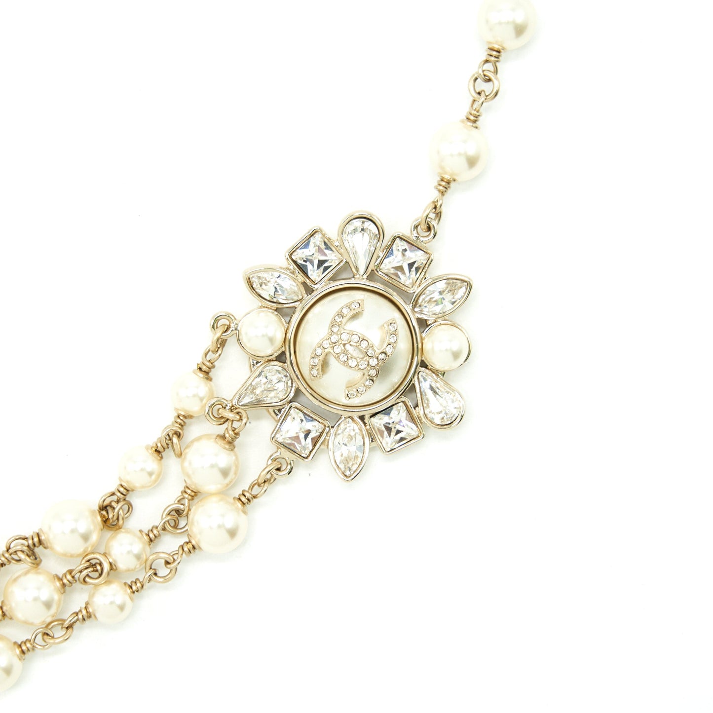 Chanel Pearl Waist Belt 80cm Light Tone Gold