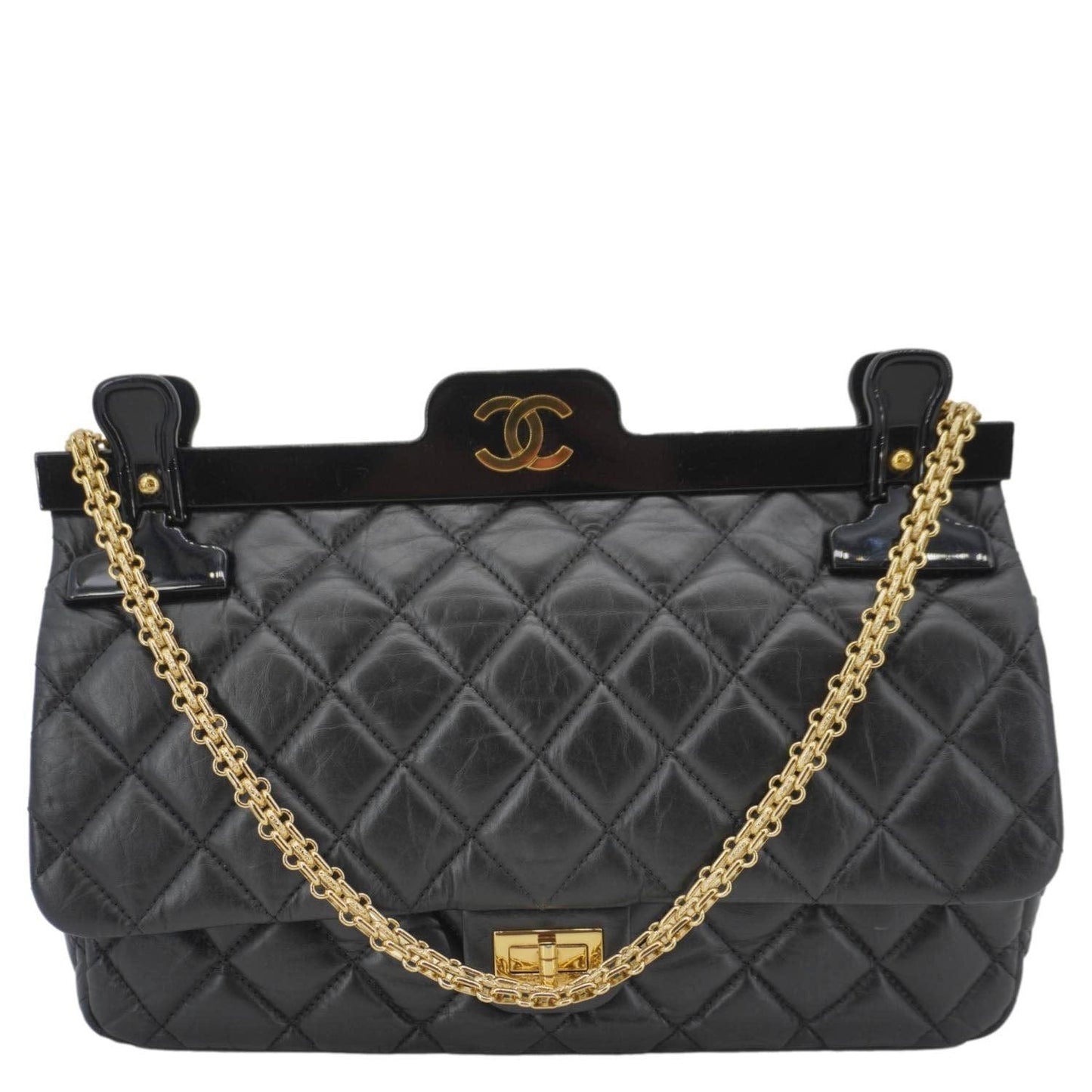 Chanel 2.55 Reissue Hanger Flap Quilted Leather Black Travel Bag Case 1