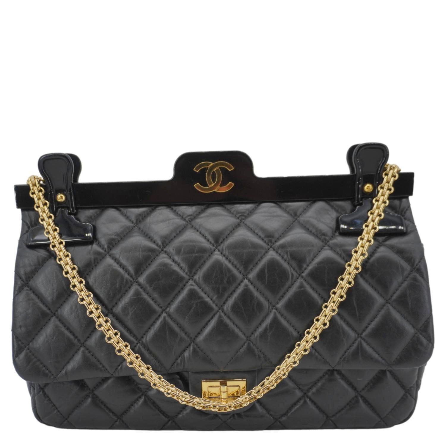 Chanel 2.55 Reissue Hanger Flap Quilted Leather Black Travel Bag Case 1