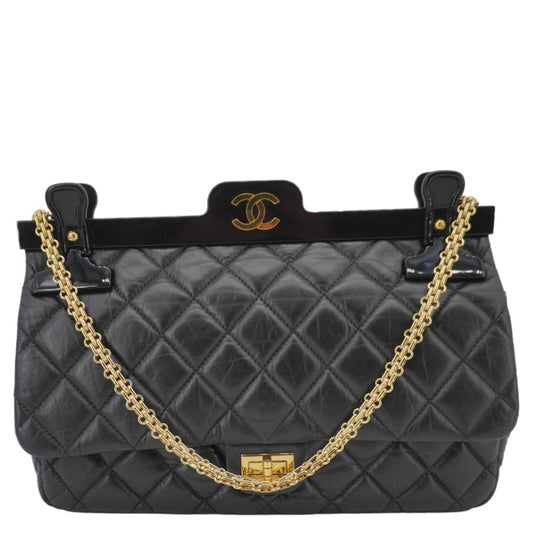 Chanel 2.55 Reissue Hanger Flap Quilted Leather Black Travel Bag Case 1