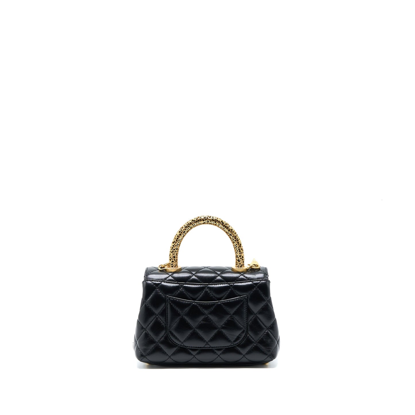 Chanel 22A Coco Handle Detailed Letter Handle Black Mini Bag