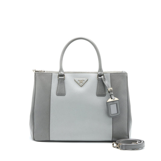 Prada Double Zip Tote Purse Saffiano Calfskin Multicolour Tote Bag