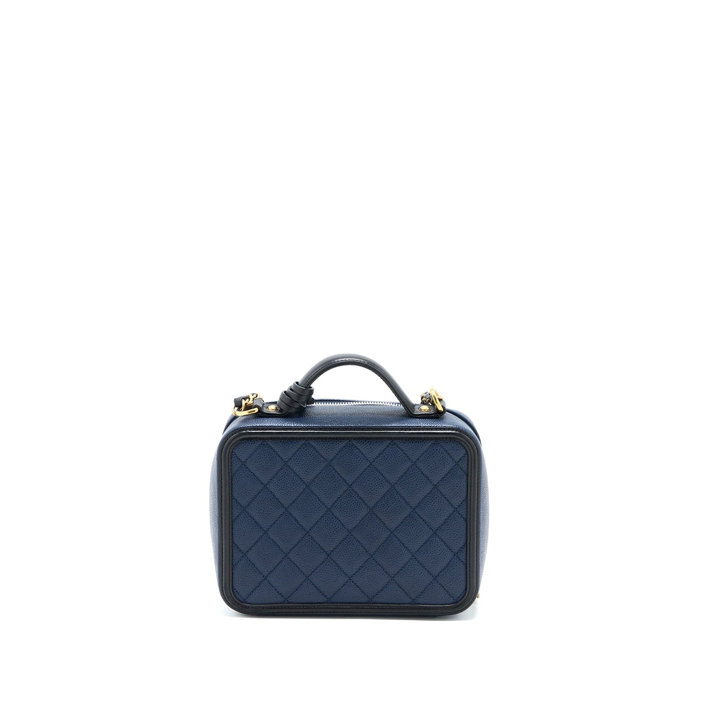 Chanel Filigree Vanity Camera Caviar GHW Black Blue Crossbody Bag