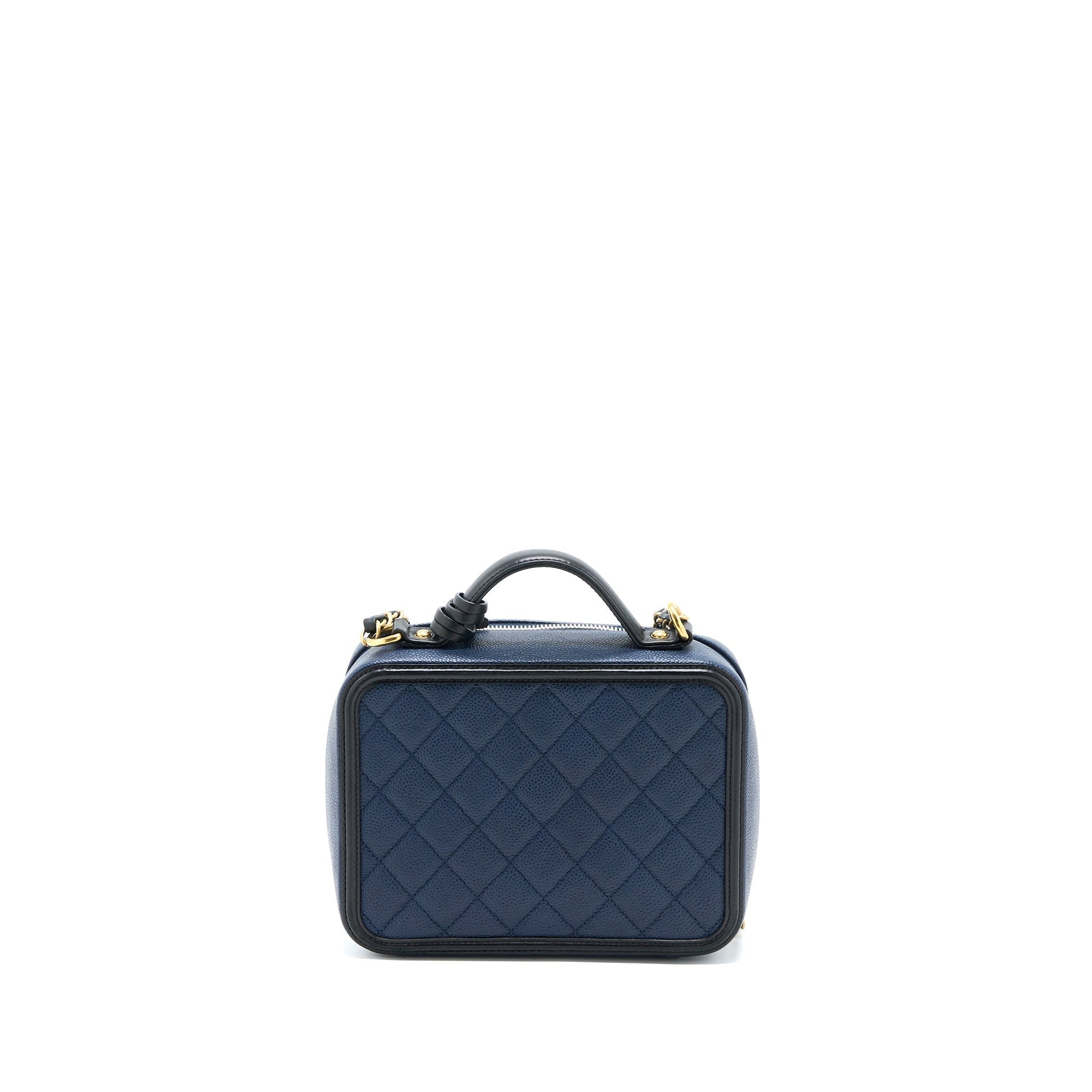 Chanel Filigree Vanity Camera Caviar GHW Black Blue Crossbody Bag