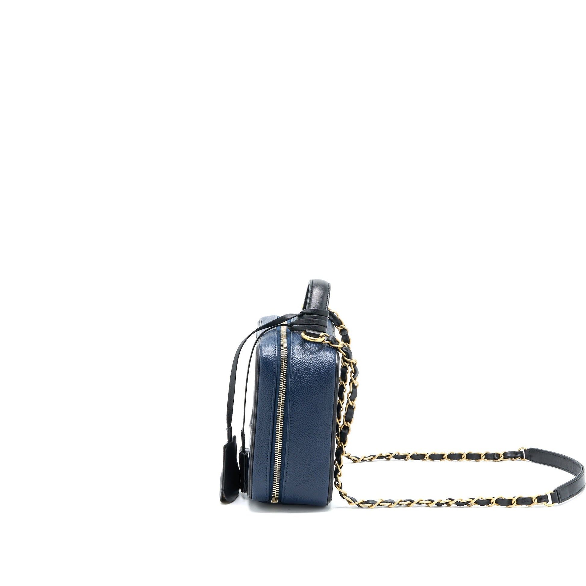 Chanel Filigree Vanity Camera Caviar GHW Black Blue Crossbody Bag