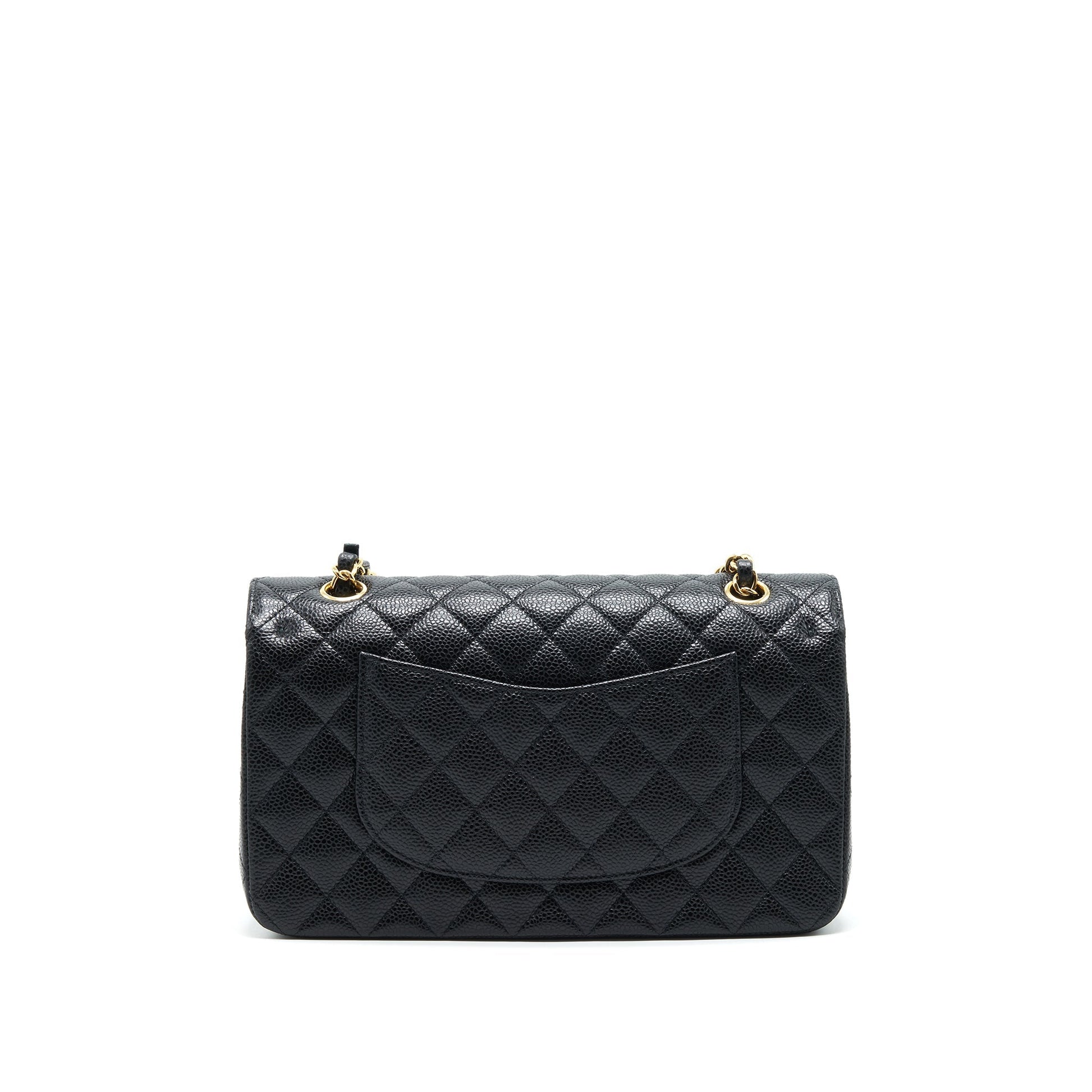 Chanel Classic Double Flap 25cm Caviar GHW Black Handbag Ghw Microchip