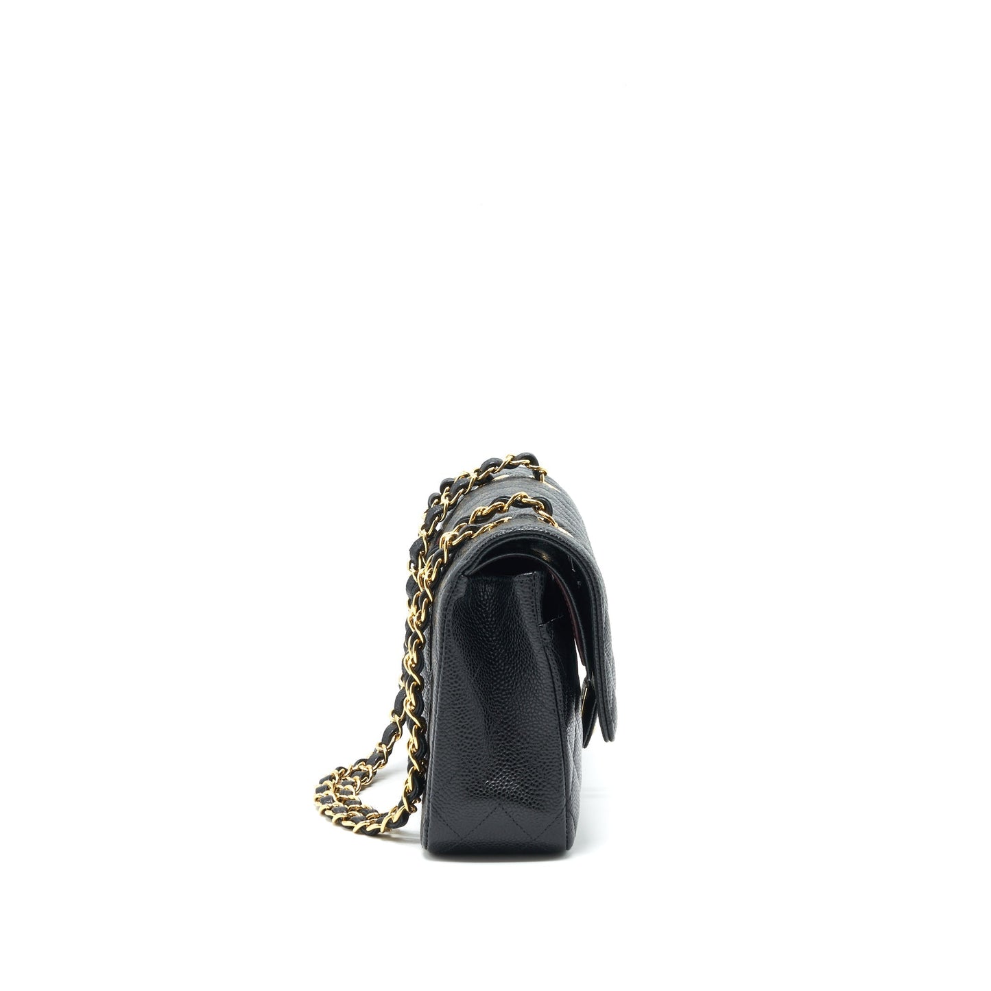 Chanel Classic Double Flap 25cm Caviar GHW Black Handbag Ghw Microchip