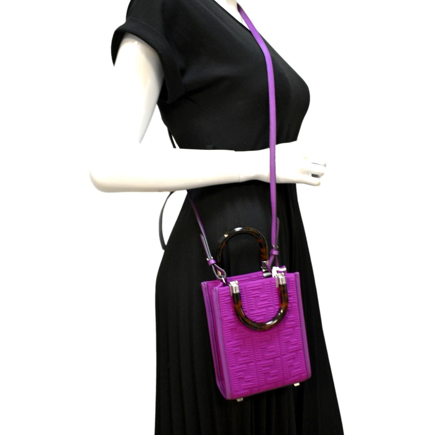 Fendi Sunshine Plexiglass Ceylon Shopper Tote Vitello Purple Mini Crossbody Bag
