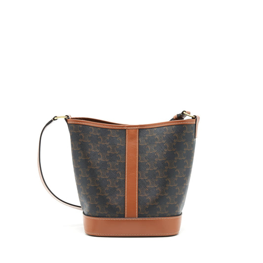 Celine Triomphe Handbag Gold Small Bucket Bag