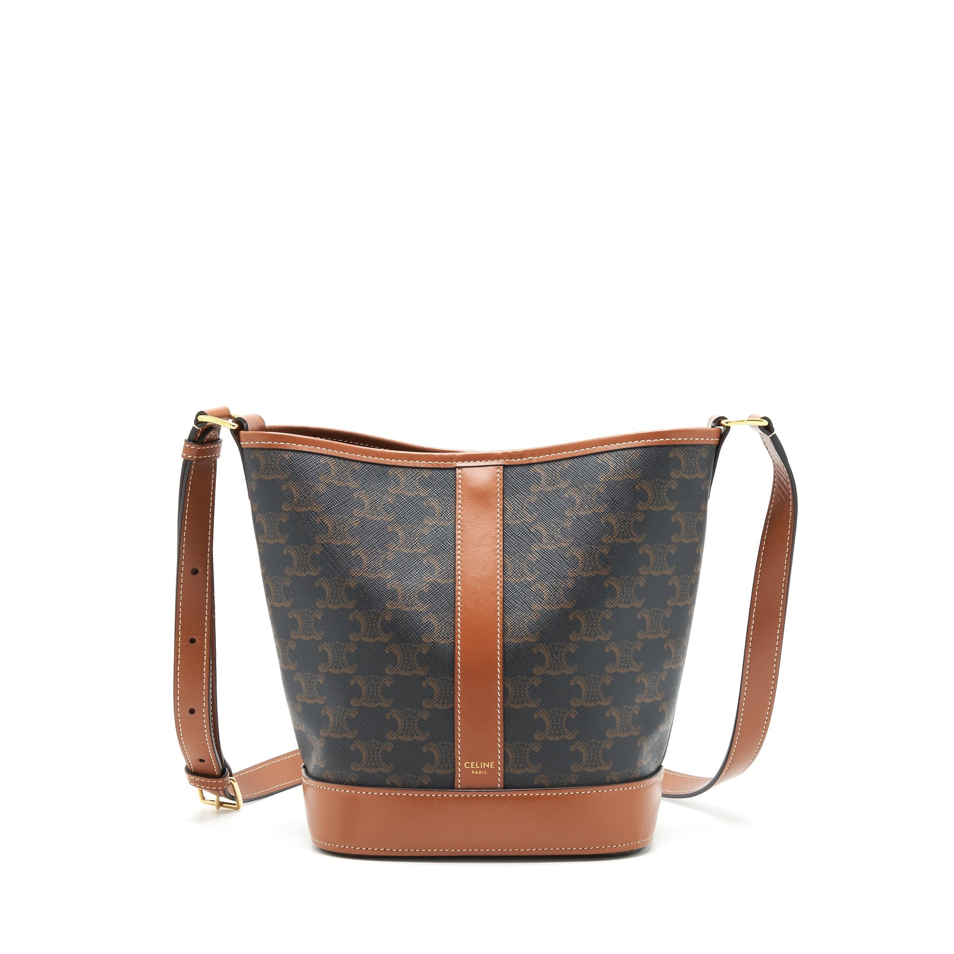 Celine Triomphe Handbag Gold Small Bucket Bag