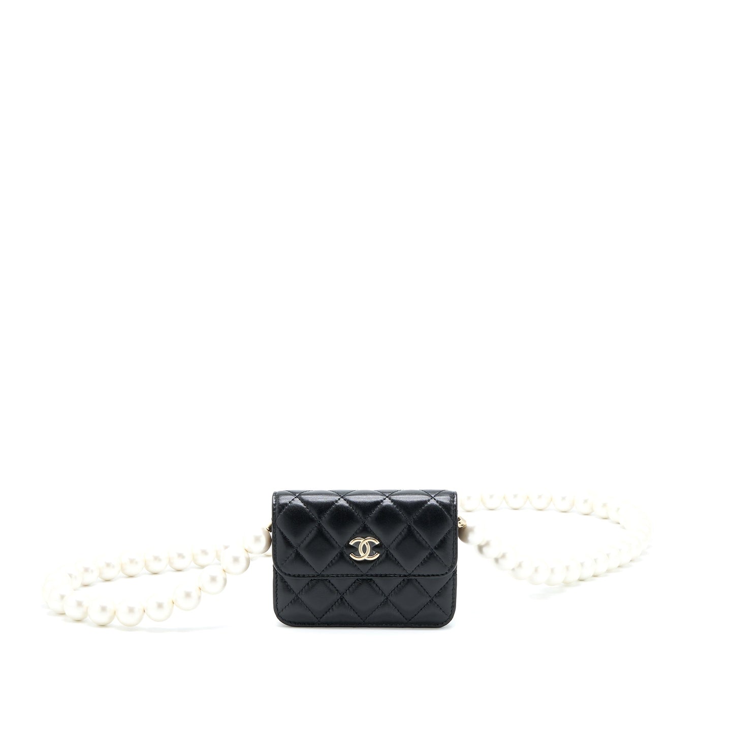 Chanel Flap Giant Pearl Lambskin LGHW Black Shoulder Bag