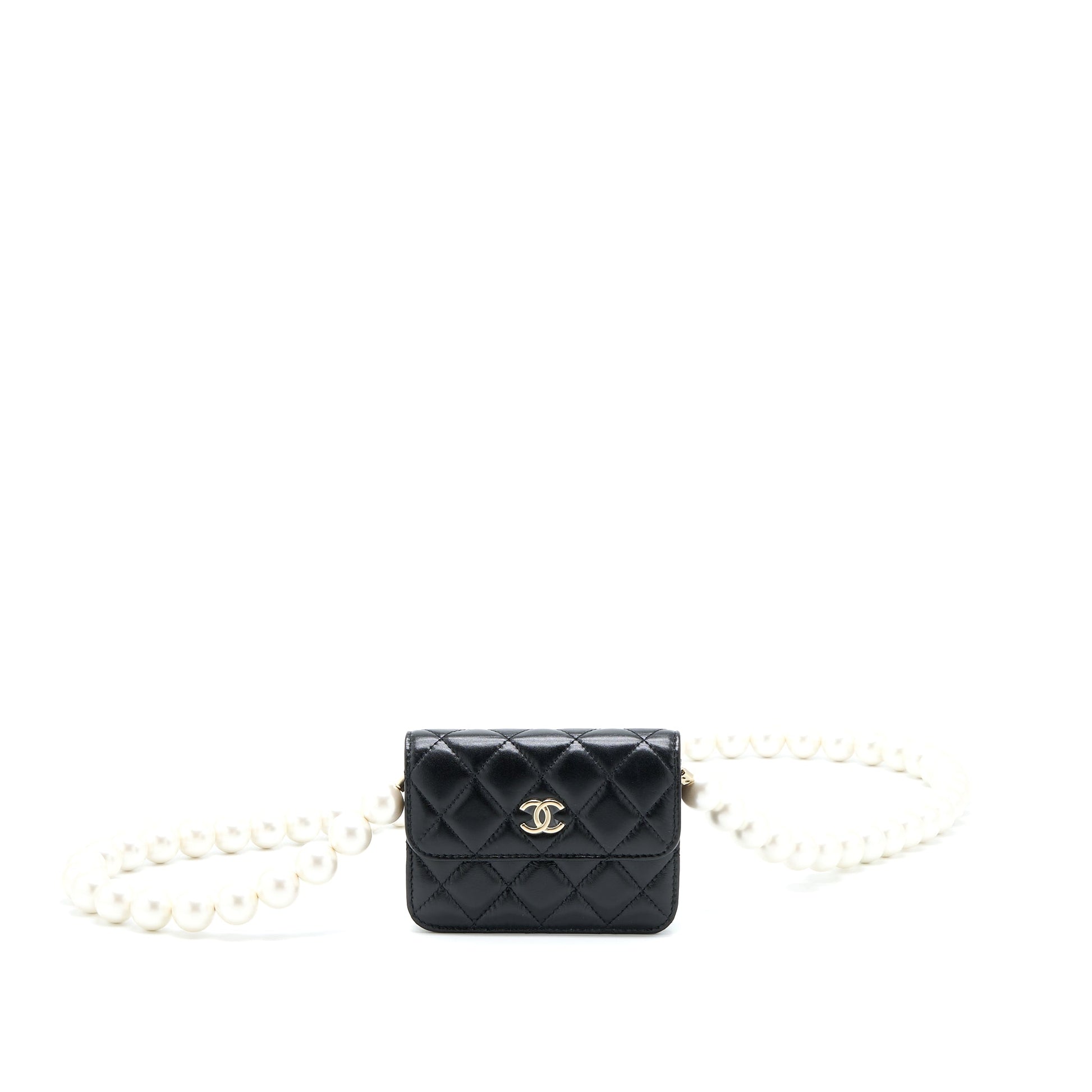 Chanel Flap Giant Pearl Lambskin LGHW Black Shoulder Bag