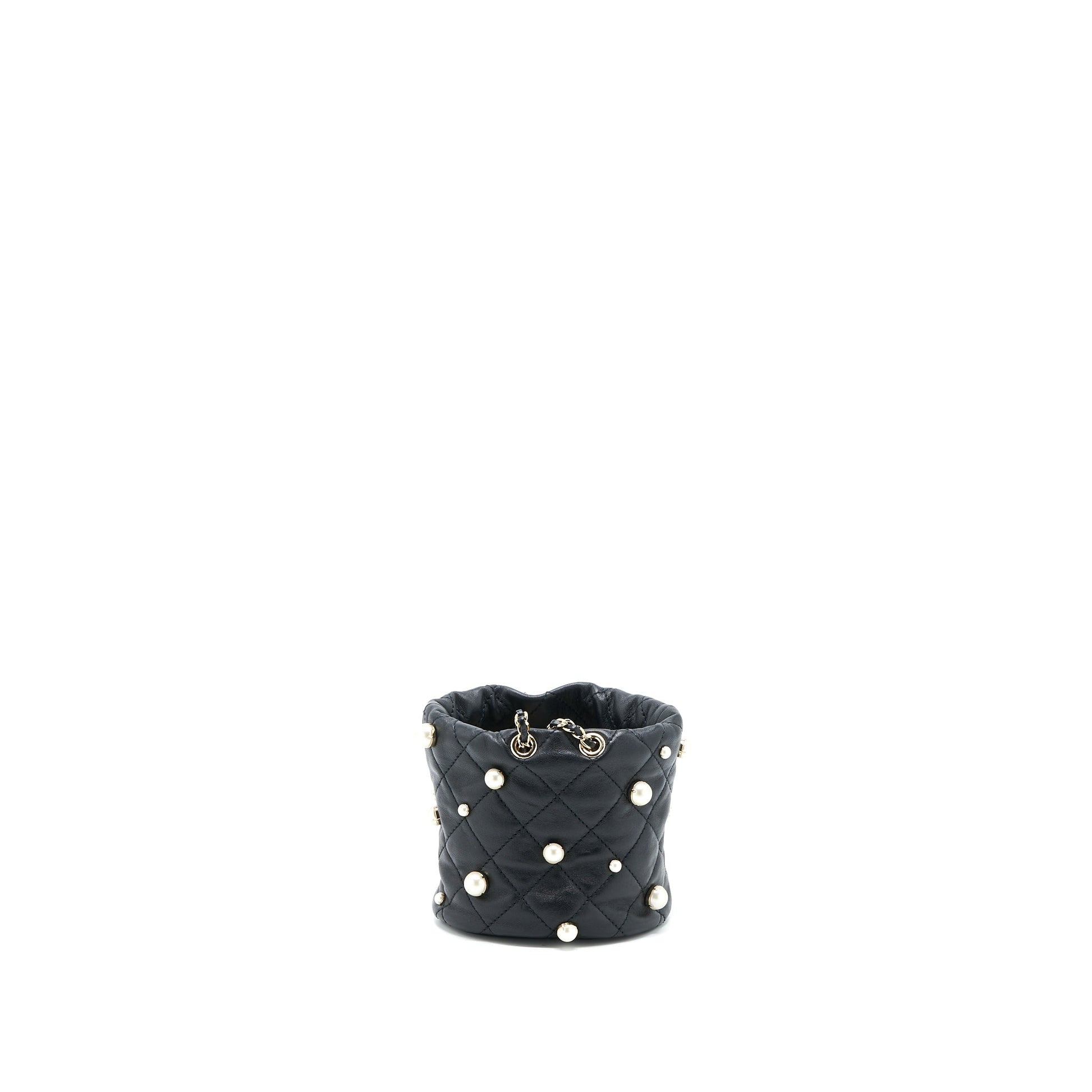 Chanel Pearly Bucket Lambskin LGHW Black Bucket Bag