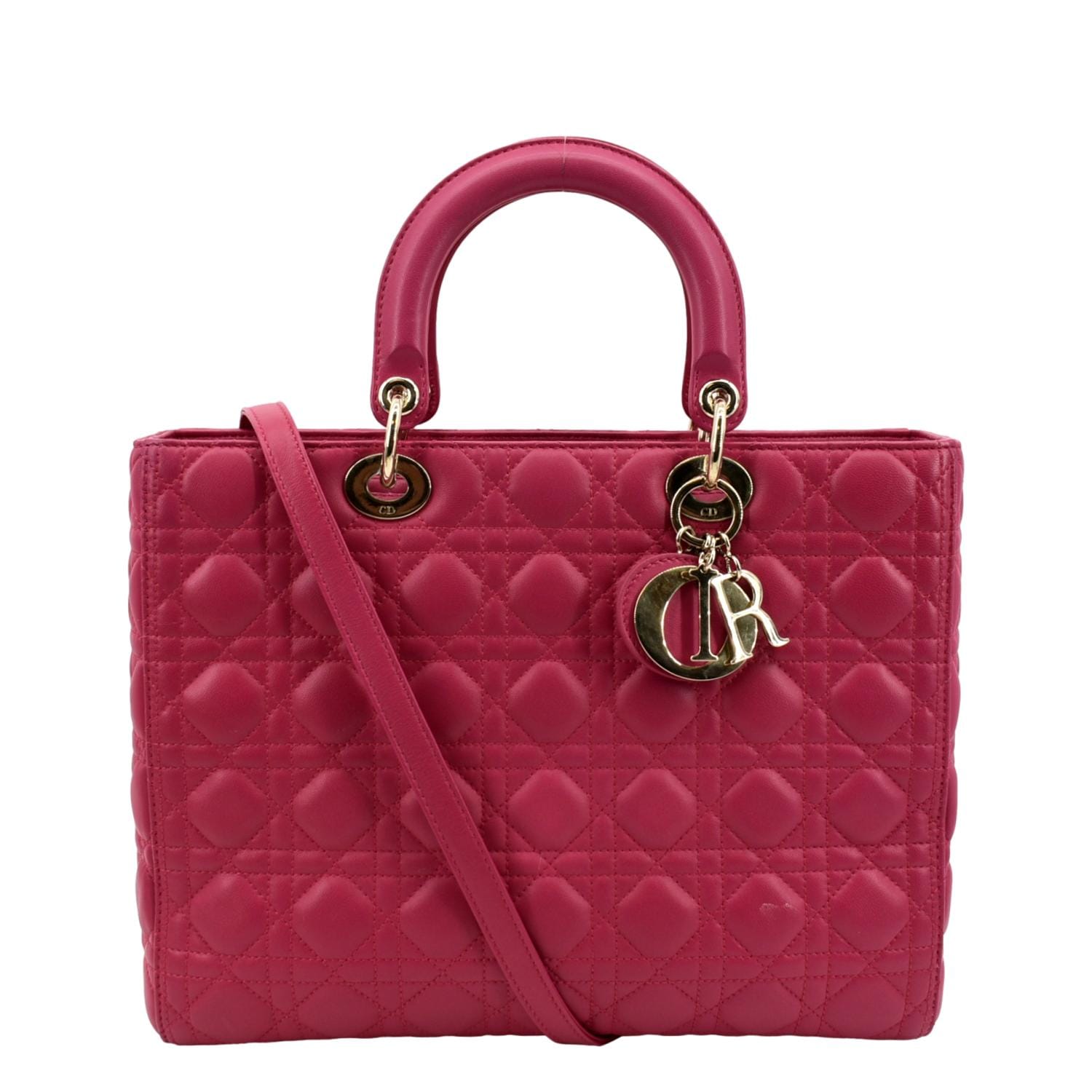 Dior Lady Cannage Shoulder Bag Lambskin Pink Large