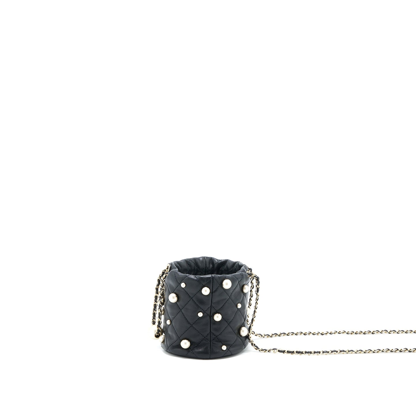 Chanel Pearly Bucket Lambskin LGHW Black Bucket Bag