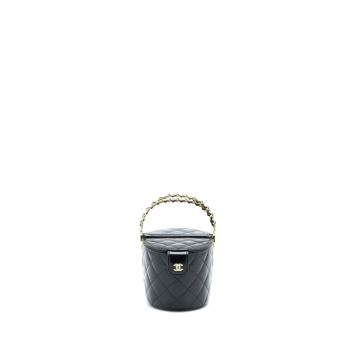 Chanel 23C Flap Bucket Lambskin GHW Microchip Black Bucket Bag