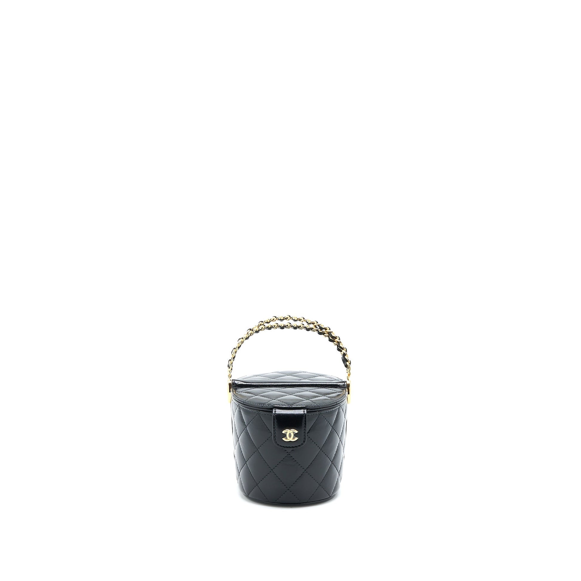 Chanel 23C Flap Bucket Lambskin GHW Microchip Black Bucket Bag