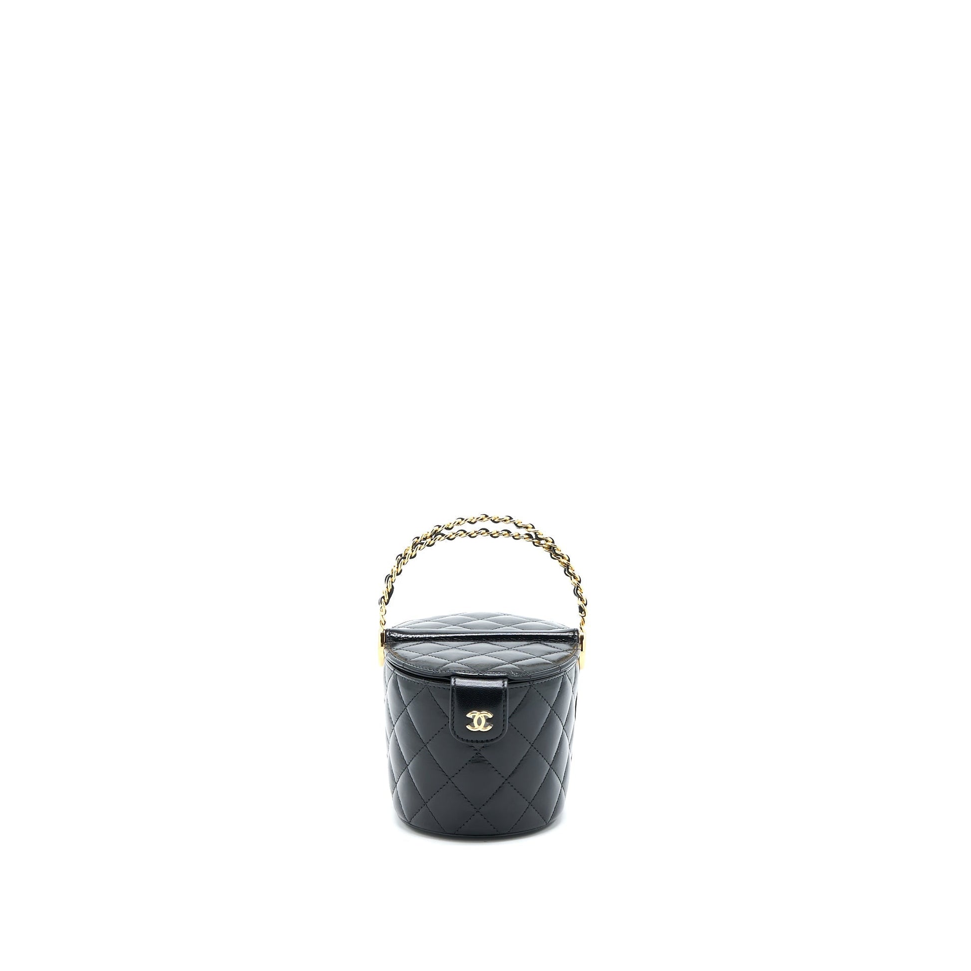 Chanel 23C Flap Bucket Lambskin GHW Microchip Black Bucket Bag