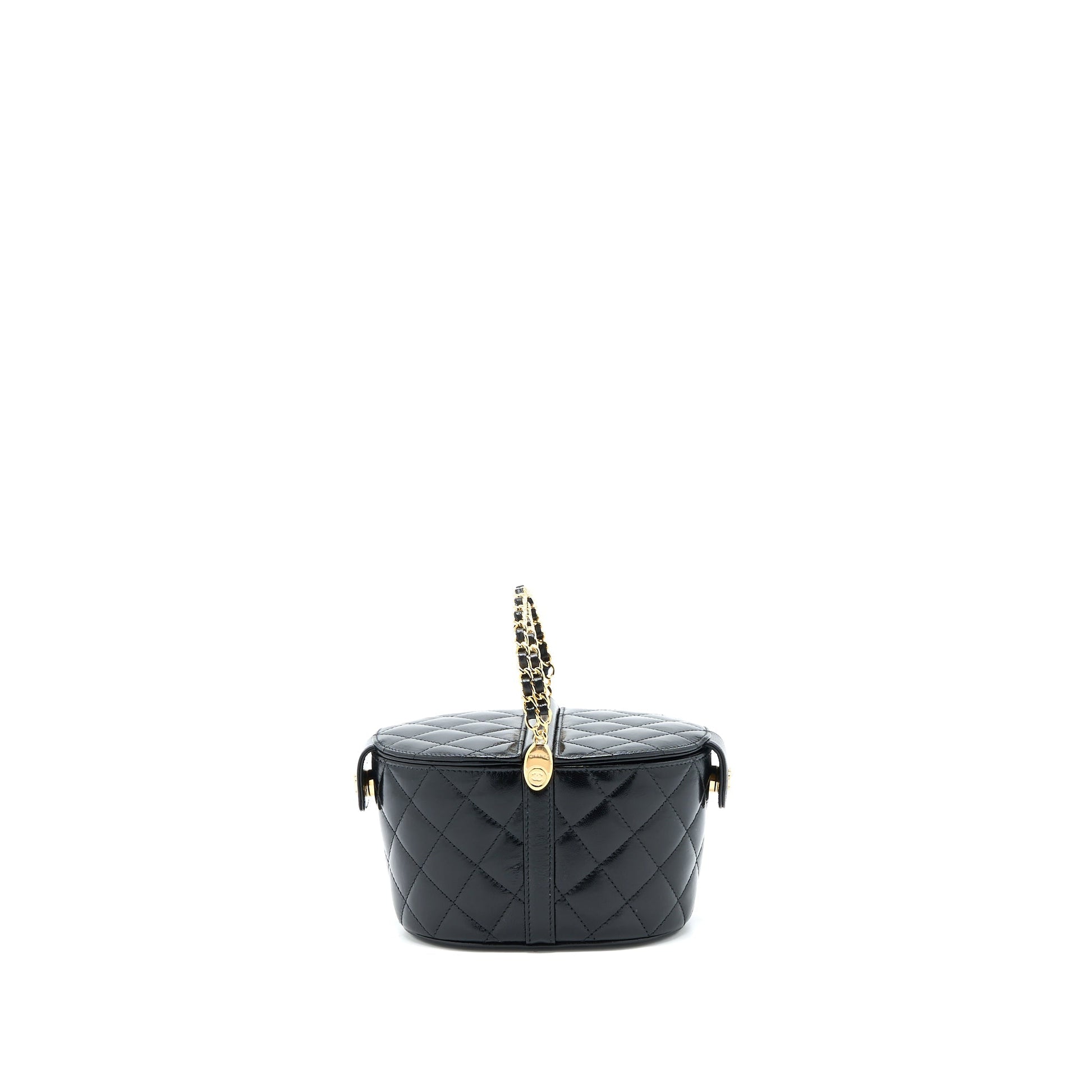 Chanel 23C Flap Bucket Lambskin GHW Microchip Black Bucket Bag