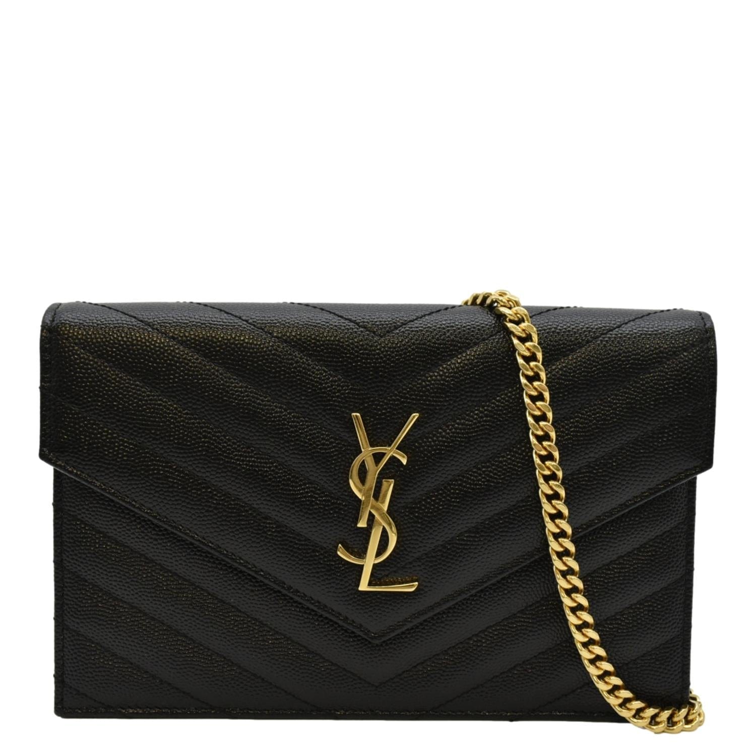 YSL Saint Laurent Saint Cassandre Wallet Crossbody Bag Matelasse Black