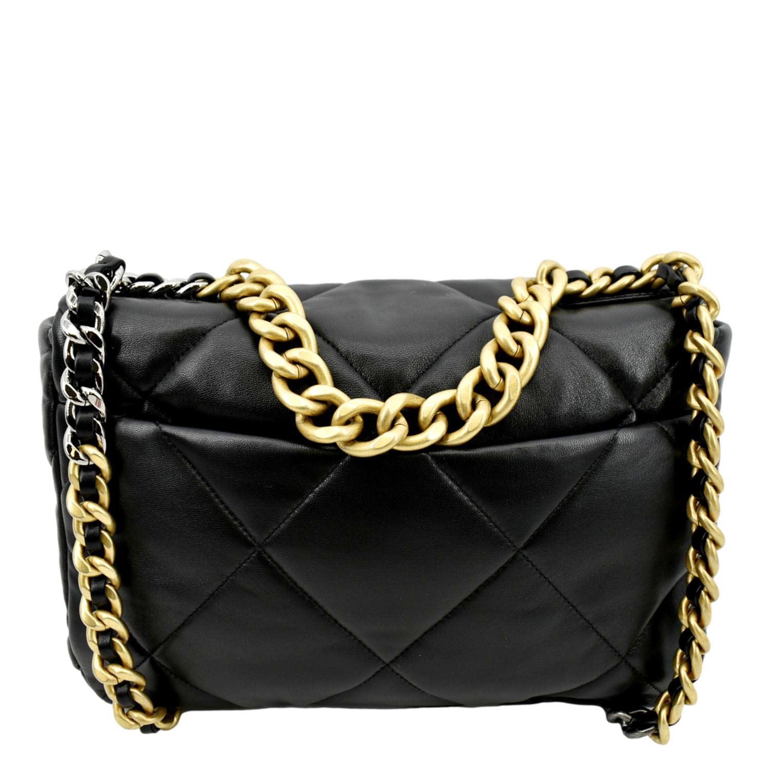 Chanel 19 Flap Quilted Leather Lambskin Black Travel Bag Bag 3