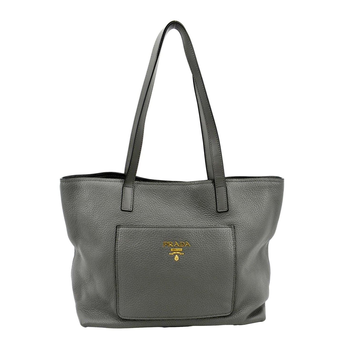 Vitello Daino Tote Bag Dark Grey Leather