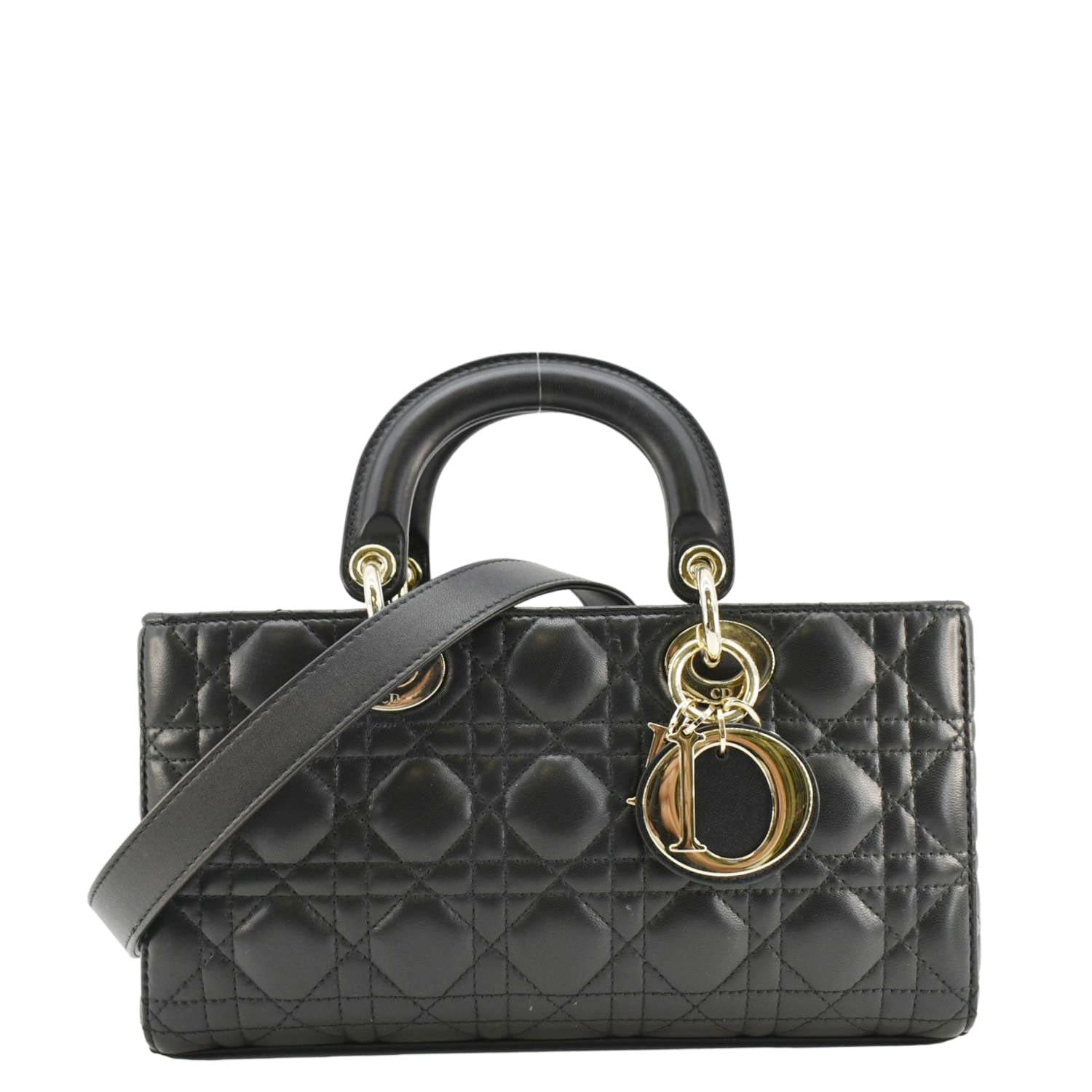 Dior Lady D Joy Cannage Shoulder Bag Leather Black