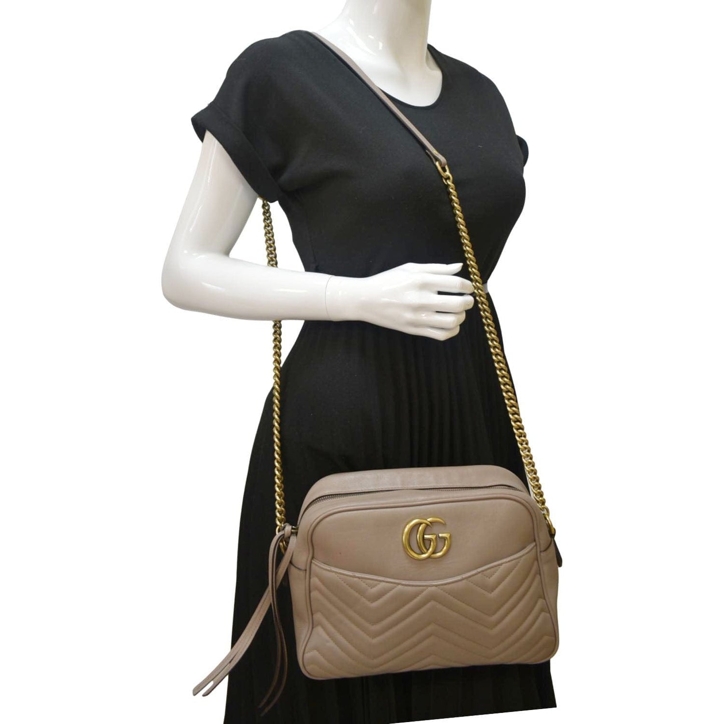 Gucci Marmont Crossbody Bag Dust Leather Matelasse