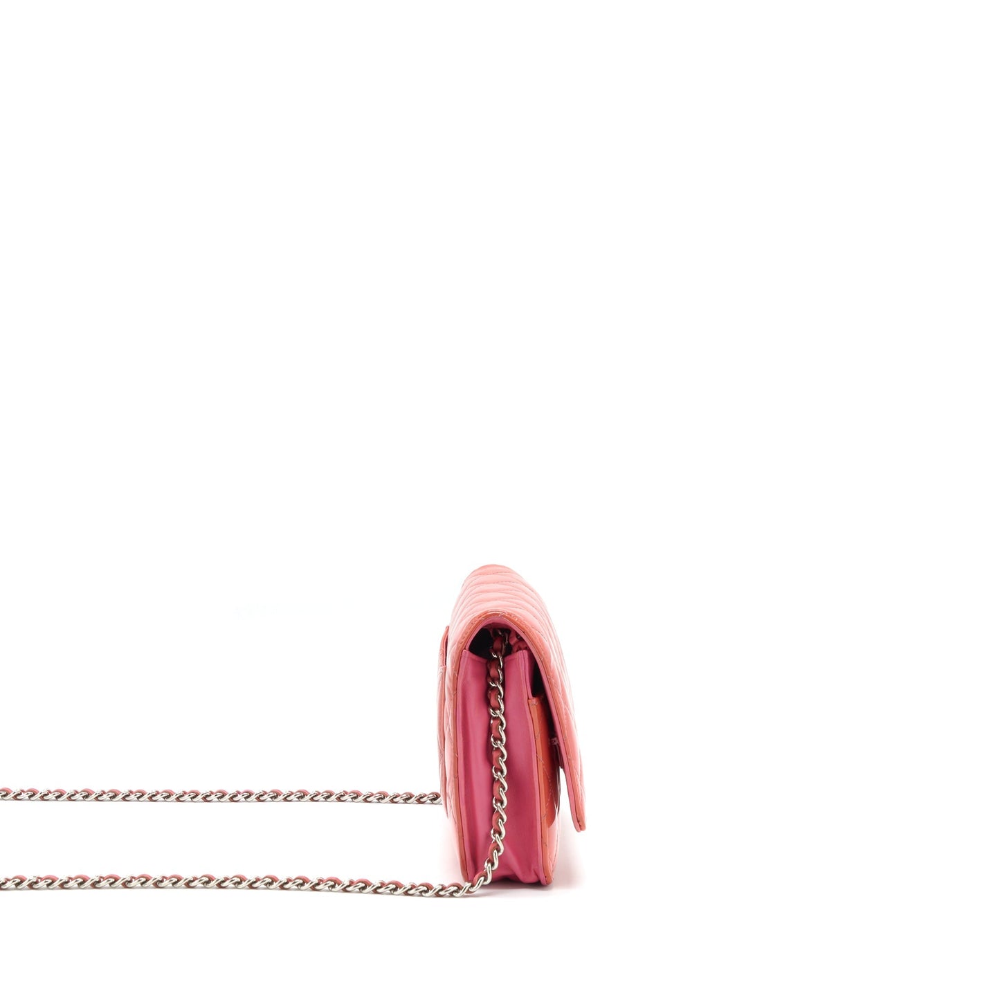 Chanel On Chains Patent SHW Red Wallet Case