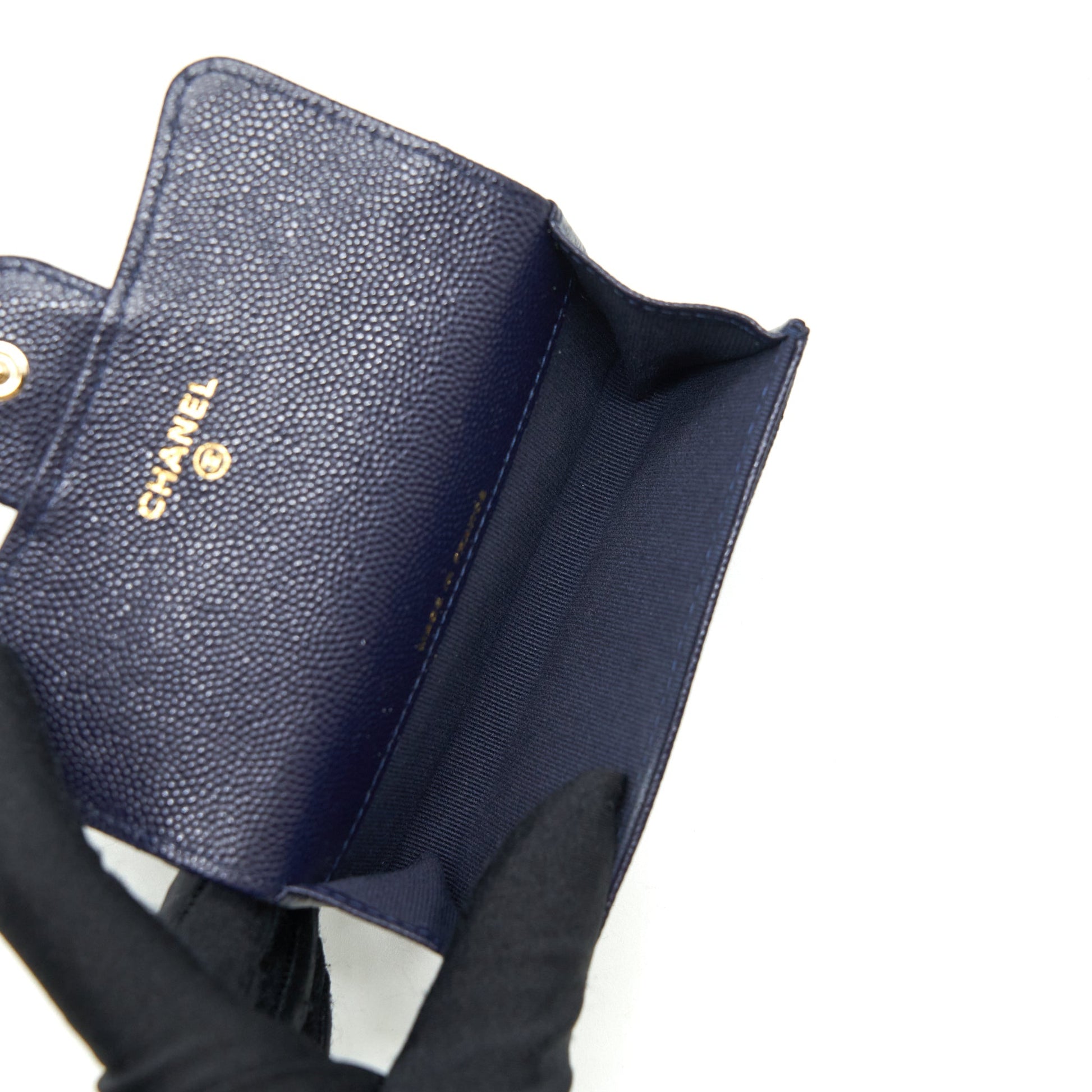 Chanel Classic Flap Card holder Caviar Navy Wallet Case