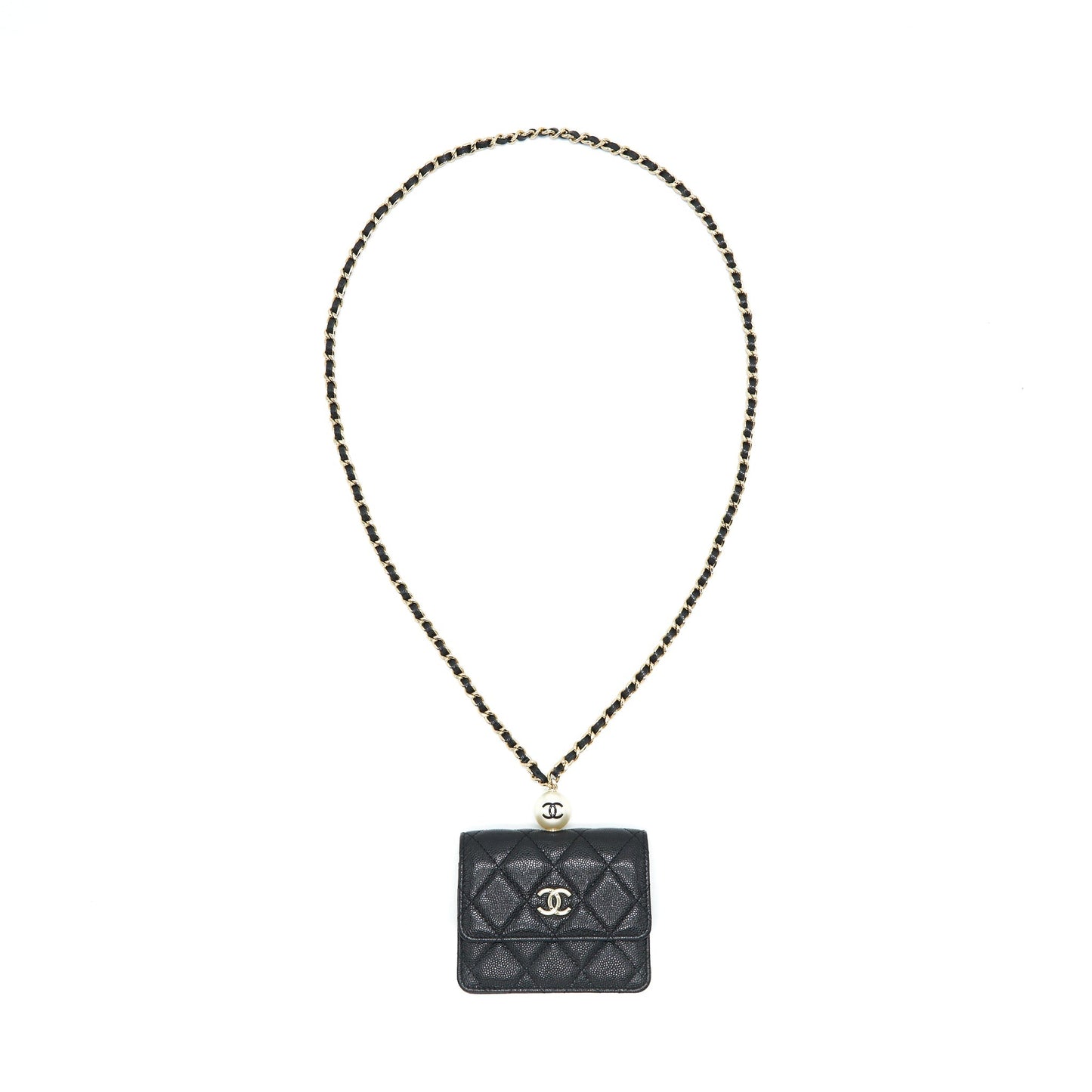 Chanel Flap Coin Purse Caviar LGHW Black Wallet Case