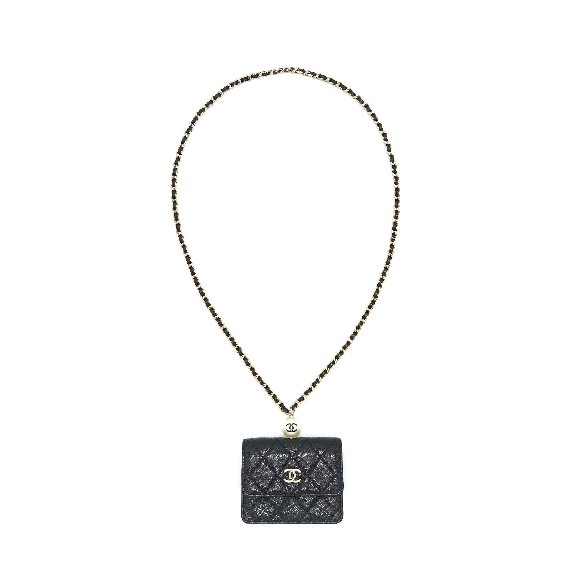 Chanel Flap Coin Purse Caviar LGHW Black Wallet Case