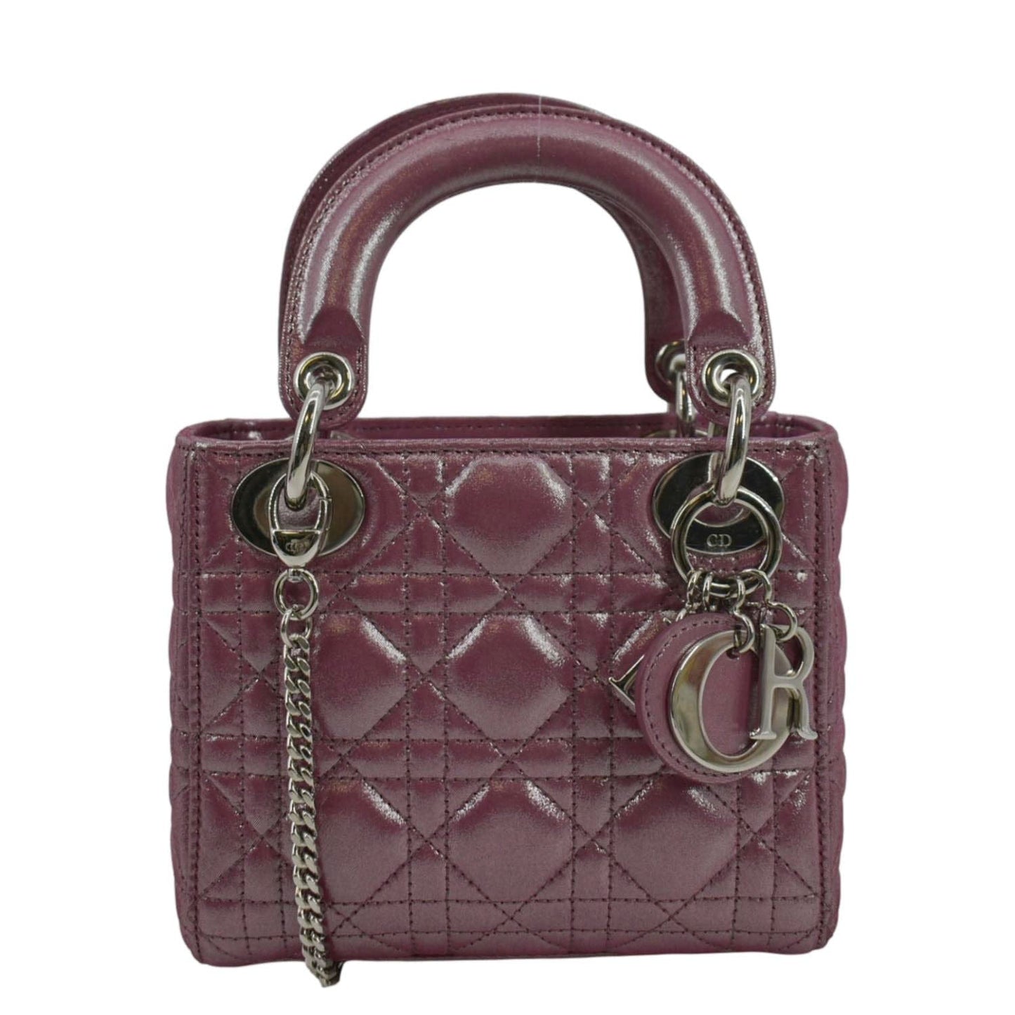 Dior Lady Pearlescent Cannage Lambskin Shoulder Bag Dark Pink Mini