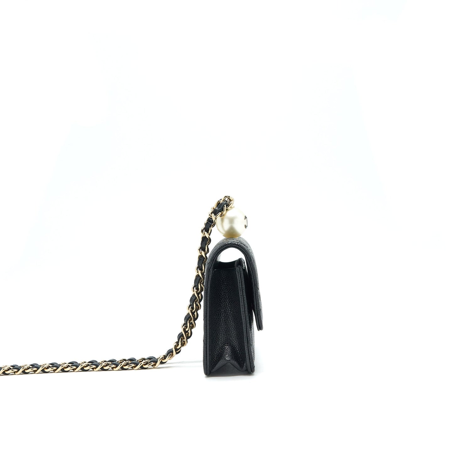 Chanel Flap Coin Purse Caviar LGHW Black Wallet Case