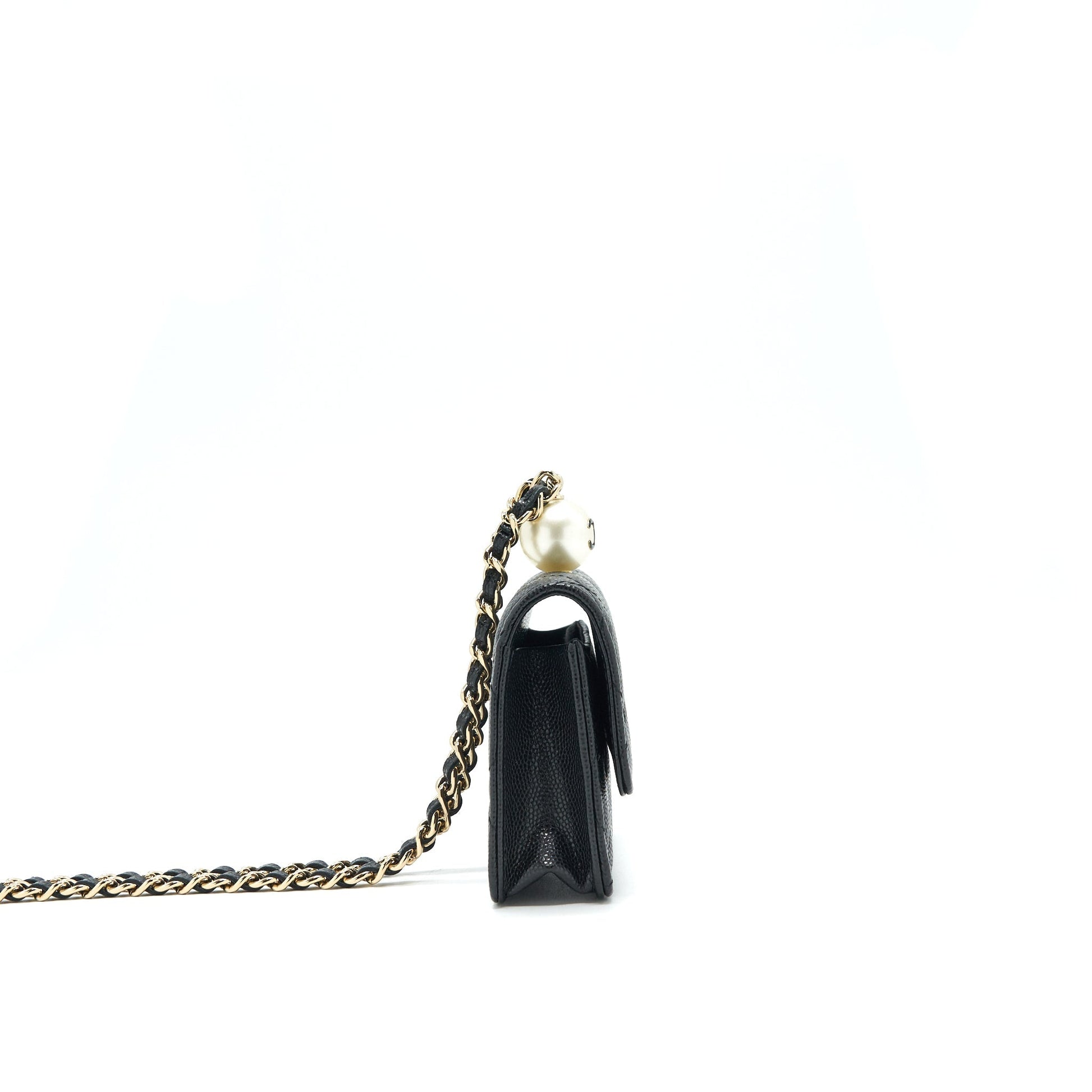 Chanel Flap Coin Purse Caviar LGHW Black Wallet Case