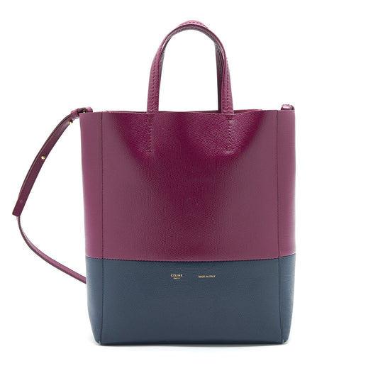 Celine Vertical Cabas Purse Plum Steel Handbag Blue Small Travel Bag