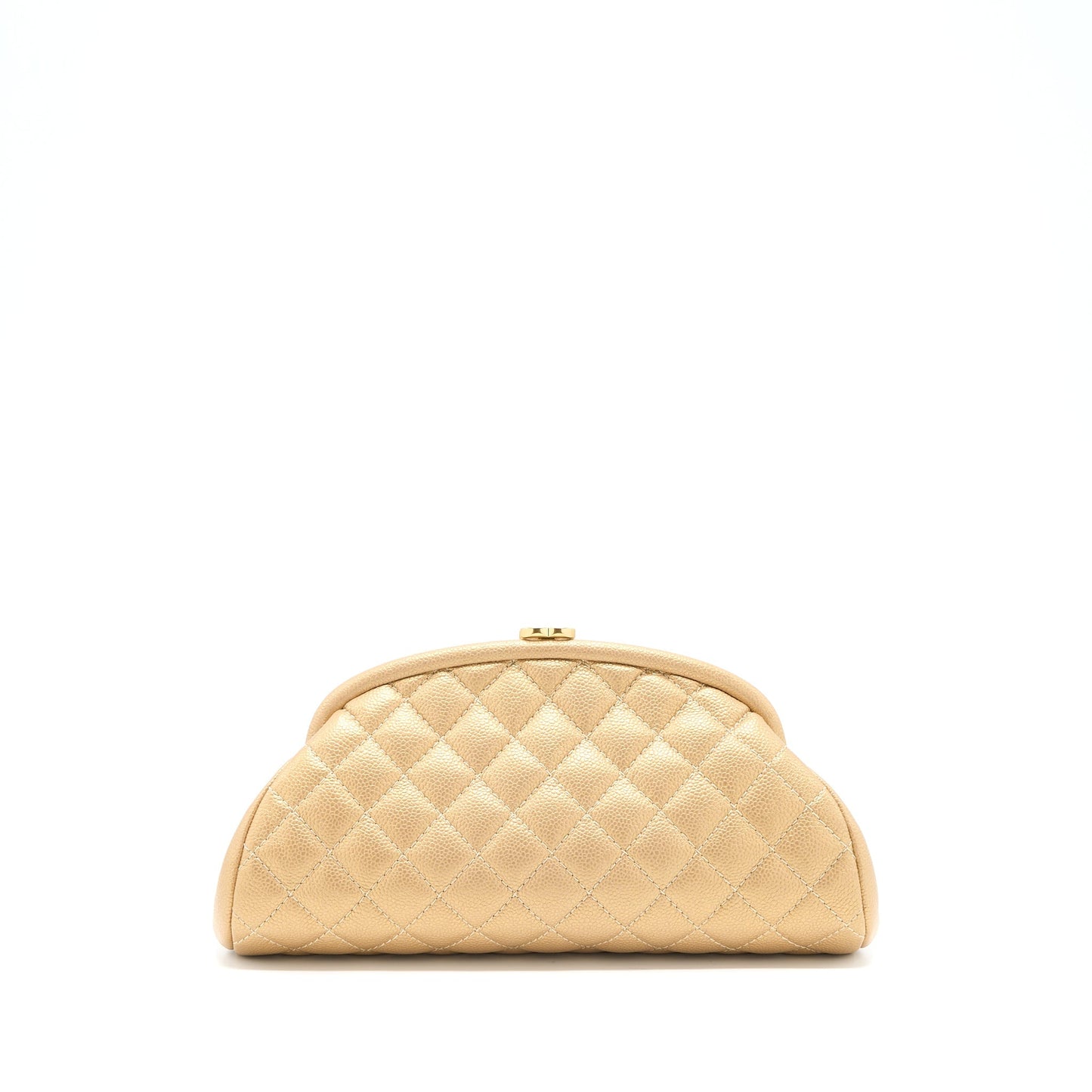 Chanel Timeless Caviar Brushed GHW Gold Clutch Bag