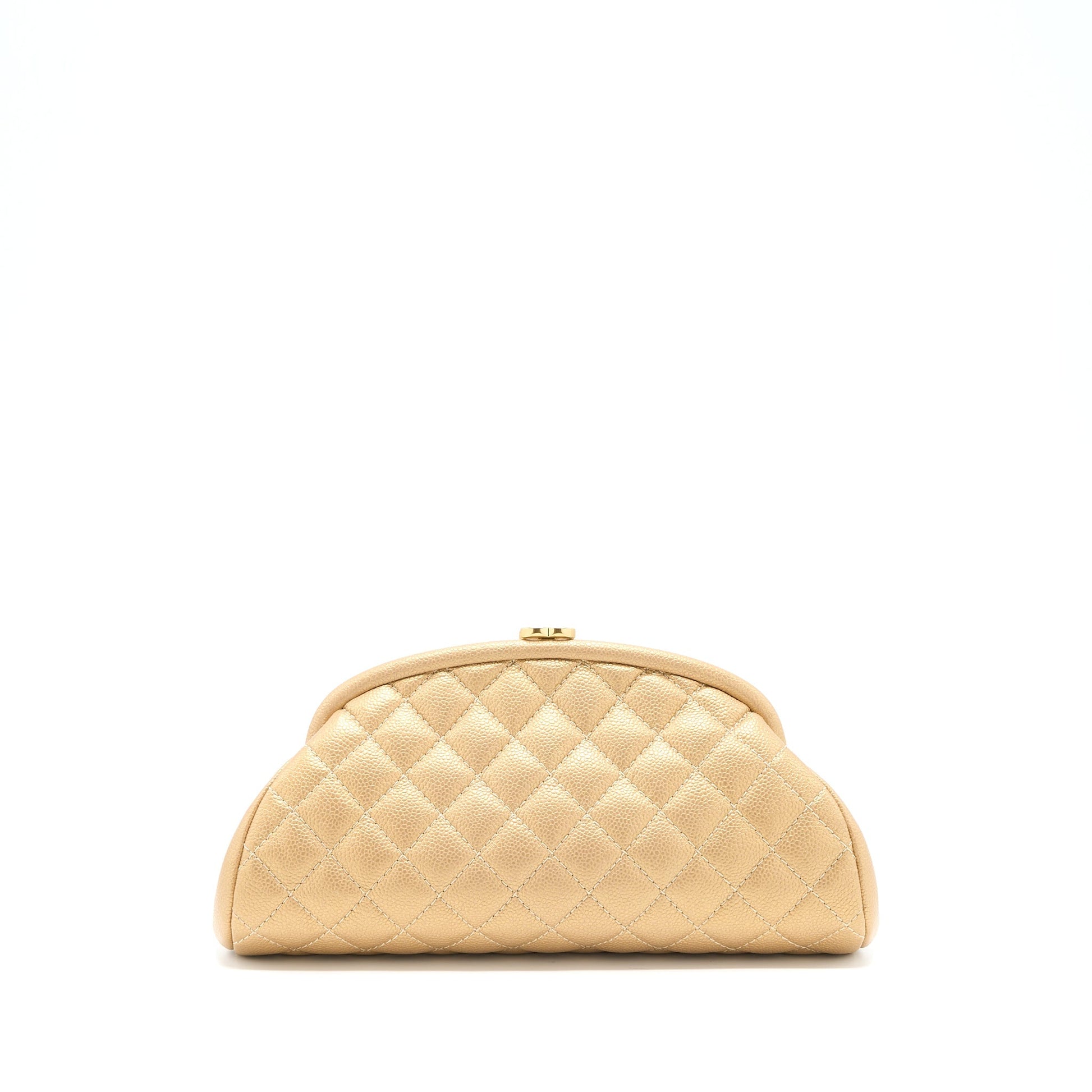 Chanel Timeless Caviar Brushed GHW Gold Clutch Bag