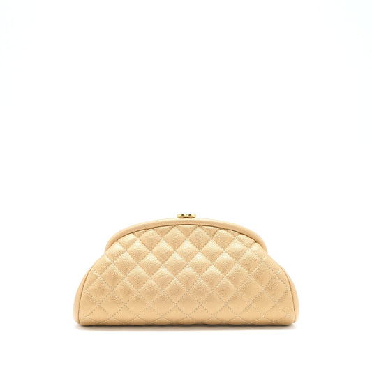 Chanel Timeless Caviar Brushed GHW Gold Clutch Bag